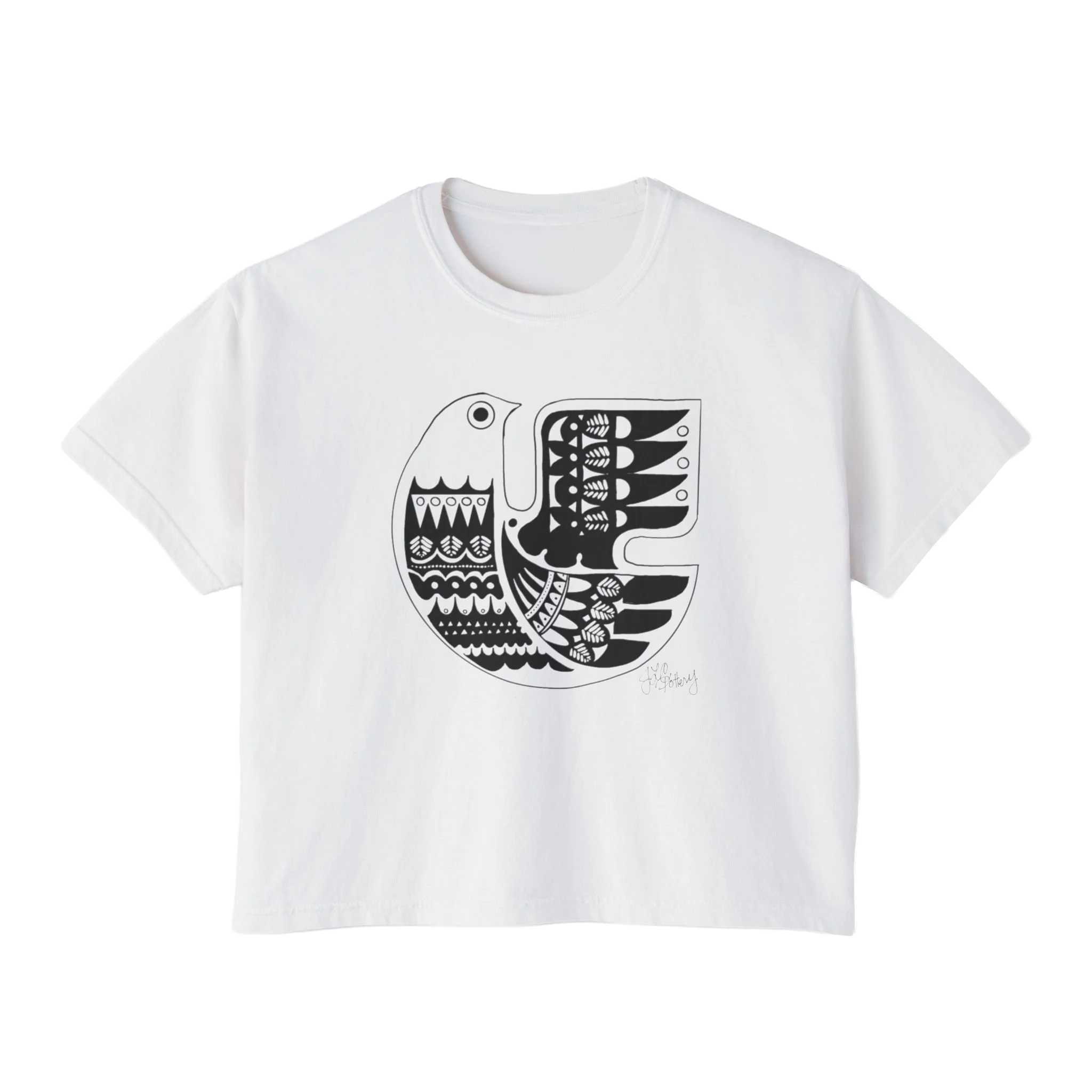 T-shirt Soul Bird Design Tee, Finnish Sielulintu Women's Boxy Tee