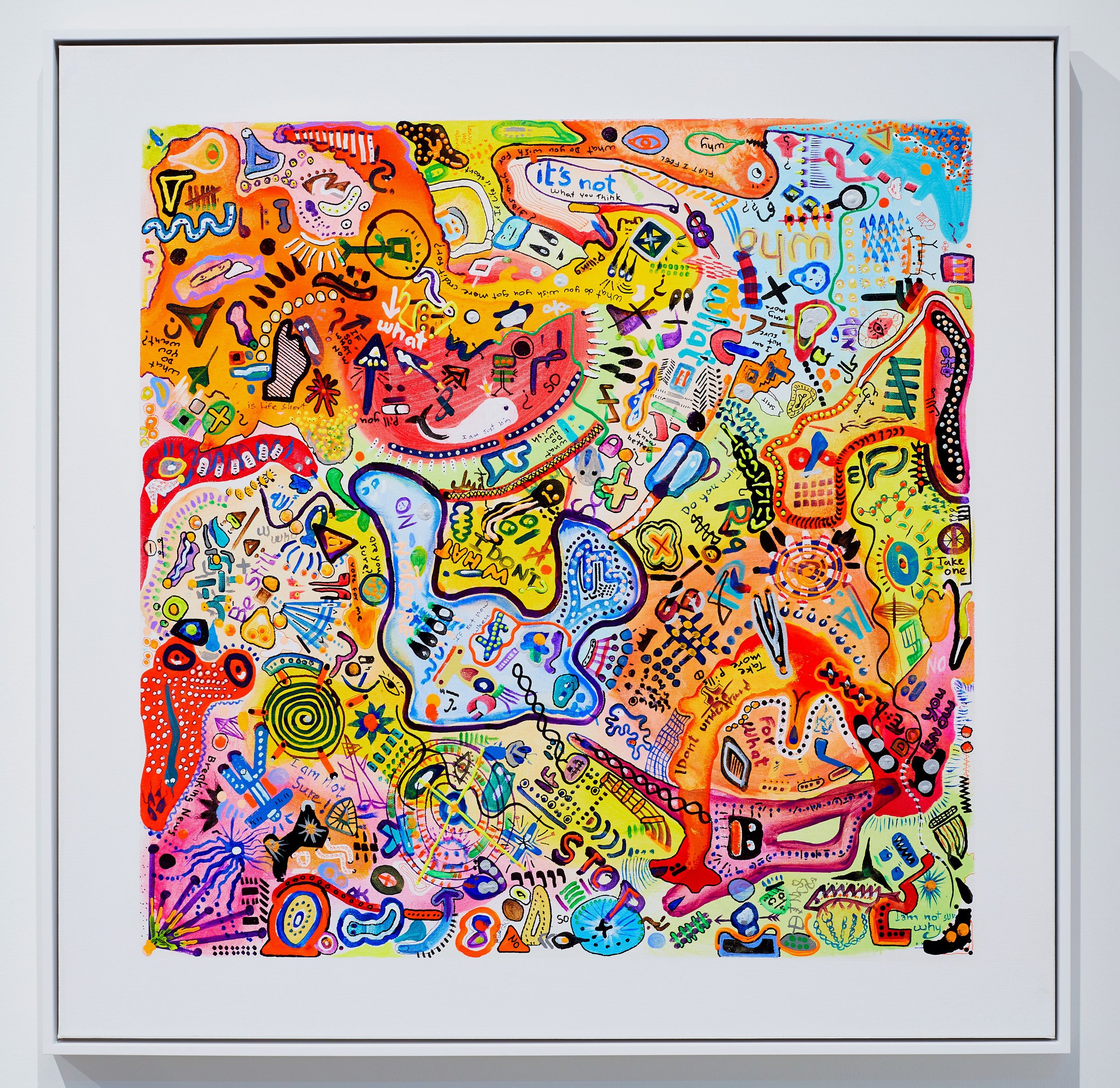 What, 2022 / Acrylic on canvas / 37 x 37 in