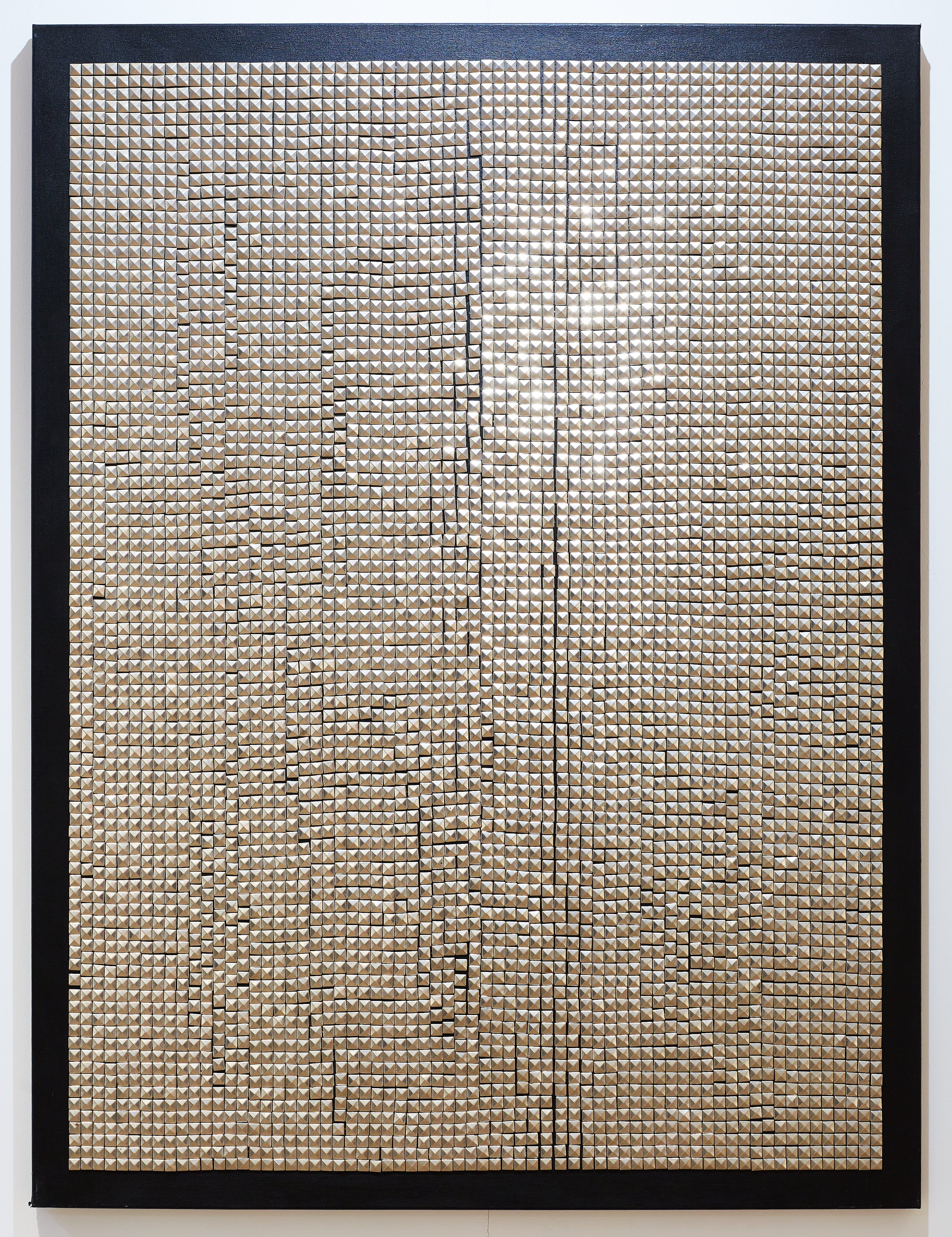 Reflect, 2017 / Metal studs and acrylic on canvas / 36 x 48 in