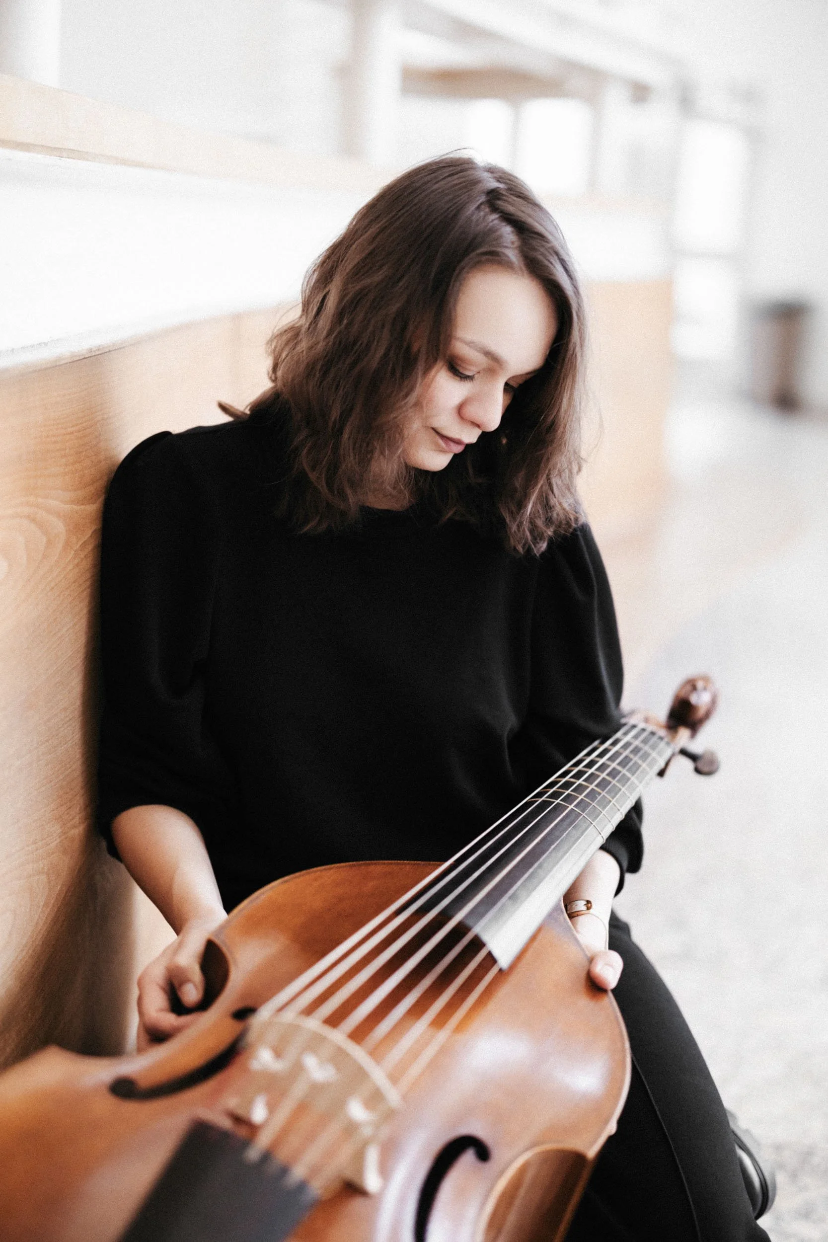 Elegant and personal portrait of a cello player.