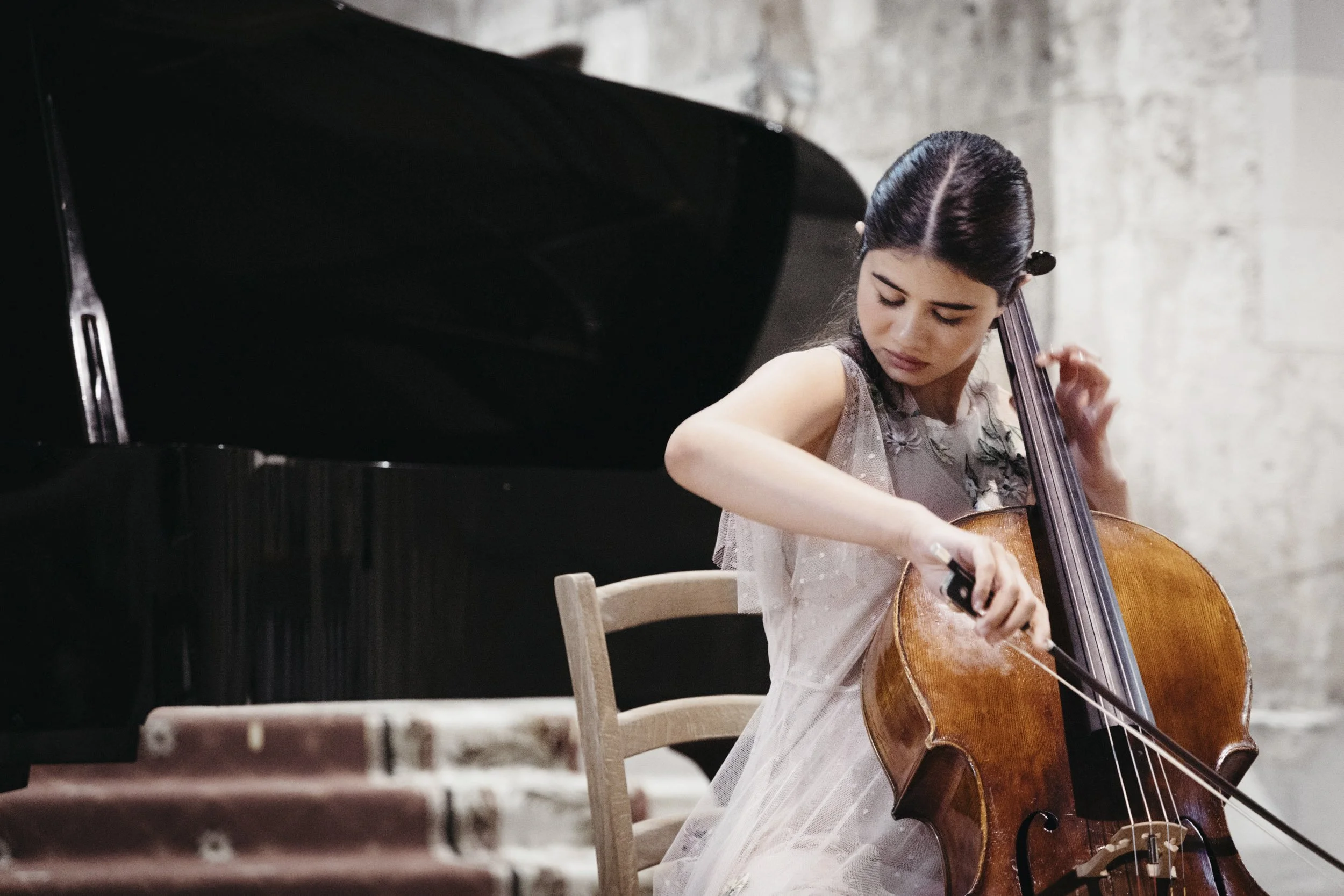 Music festival photography - beautiful portrait of musician taken during a festival performance.
