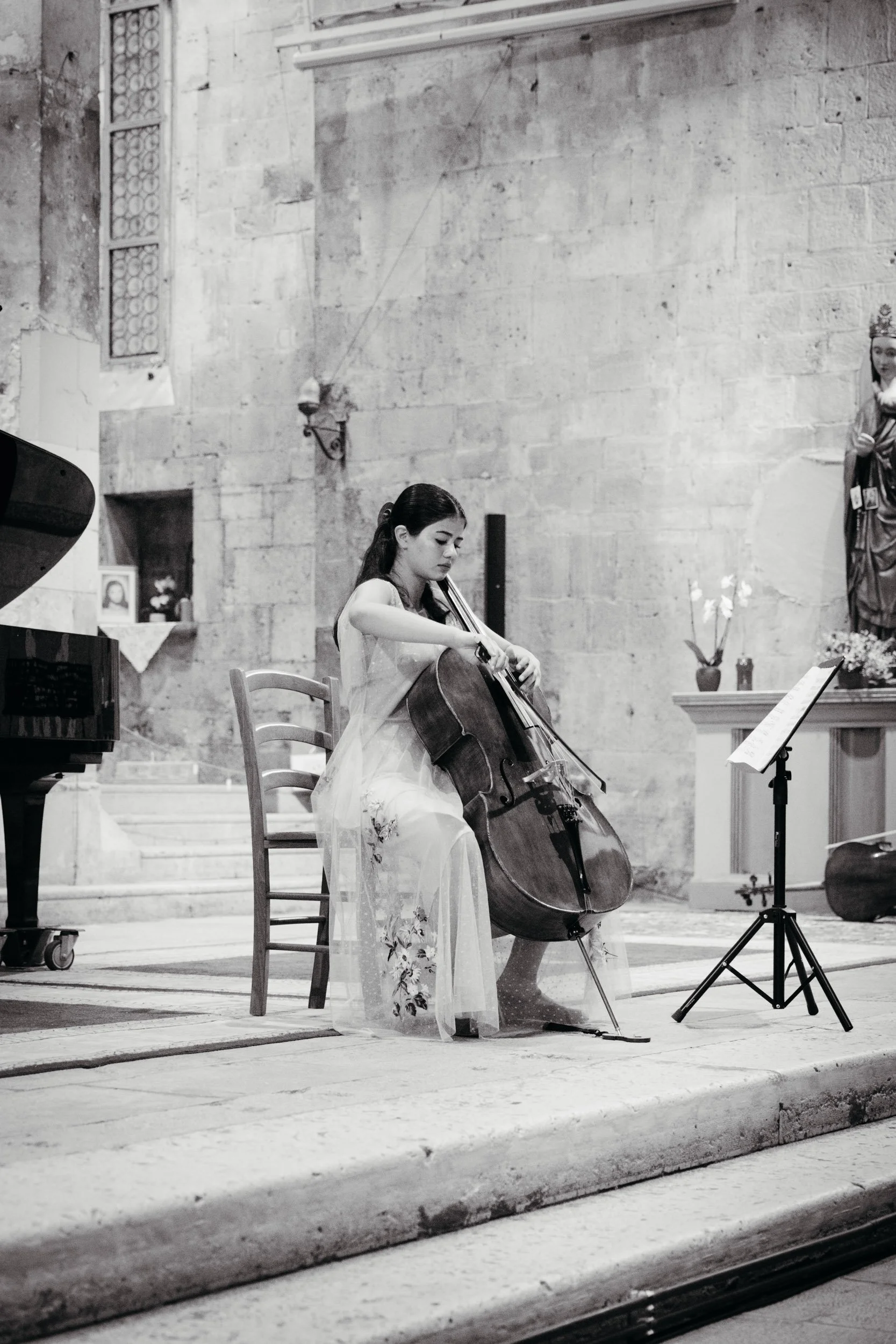 Photographing a concert in a beautiful location during a festival.