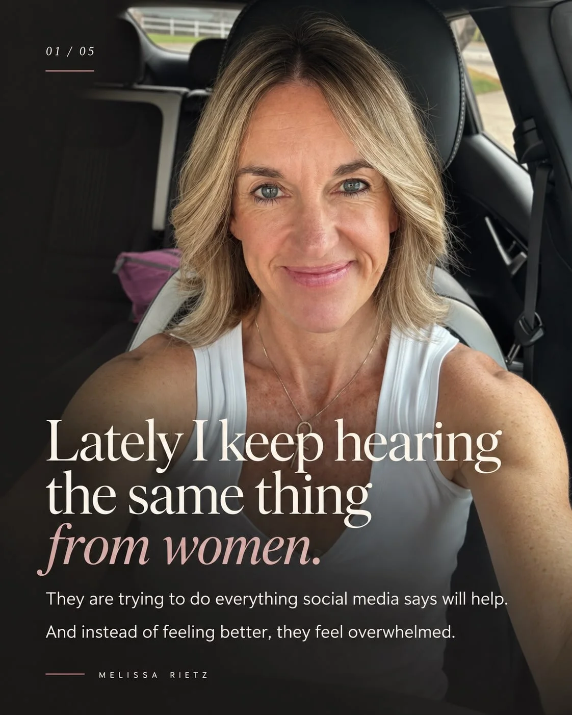 Something that keeps pulling at me is the intensity of the online space &amp; what one &ldquo;needs&rdquo; to live their best life. 

What is clear to me when I am caring for women is that what most of us need is to slow down and accept help and care