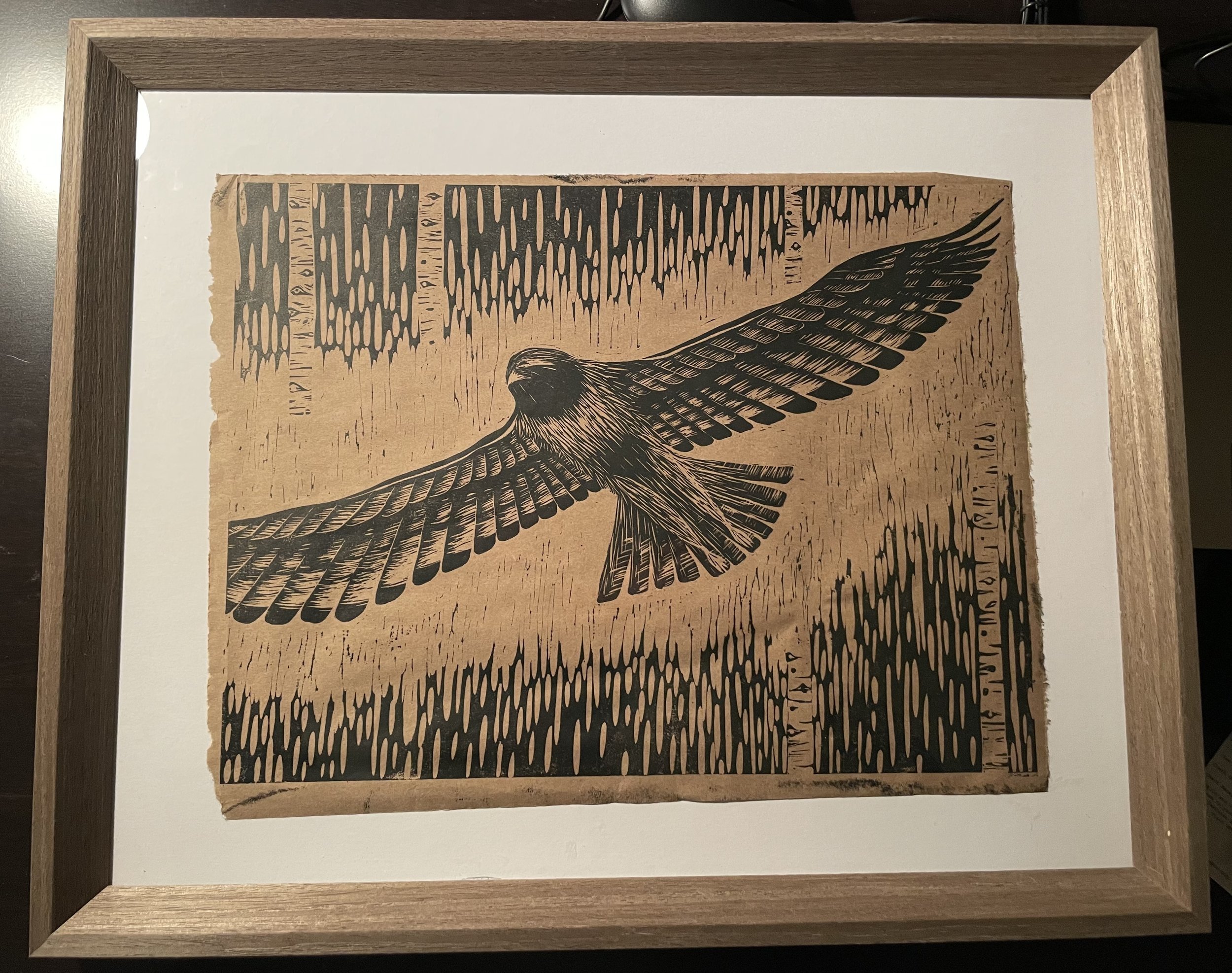 hawk print on newspaper (not for sale)