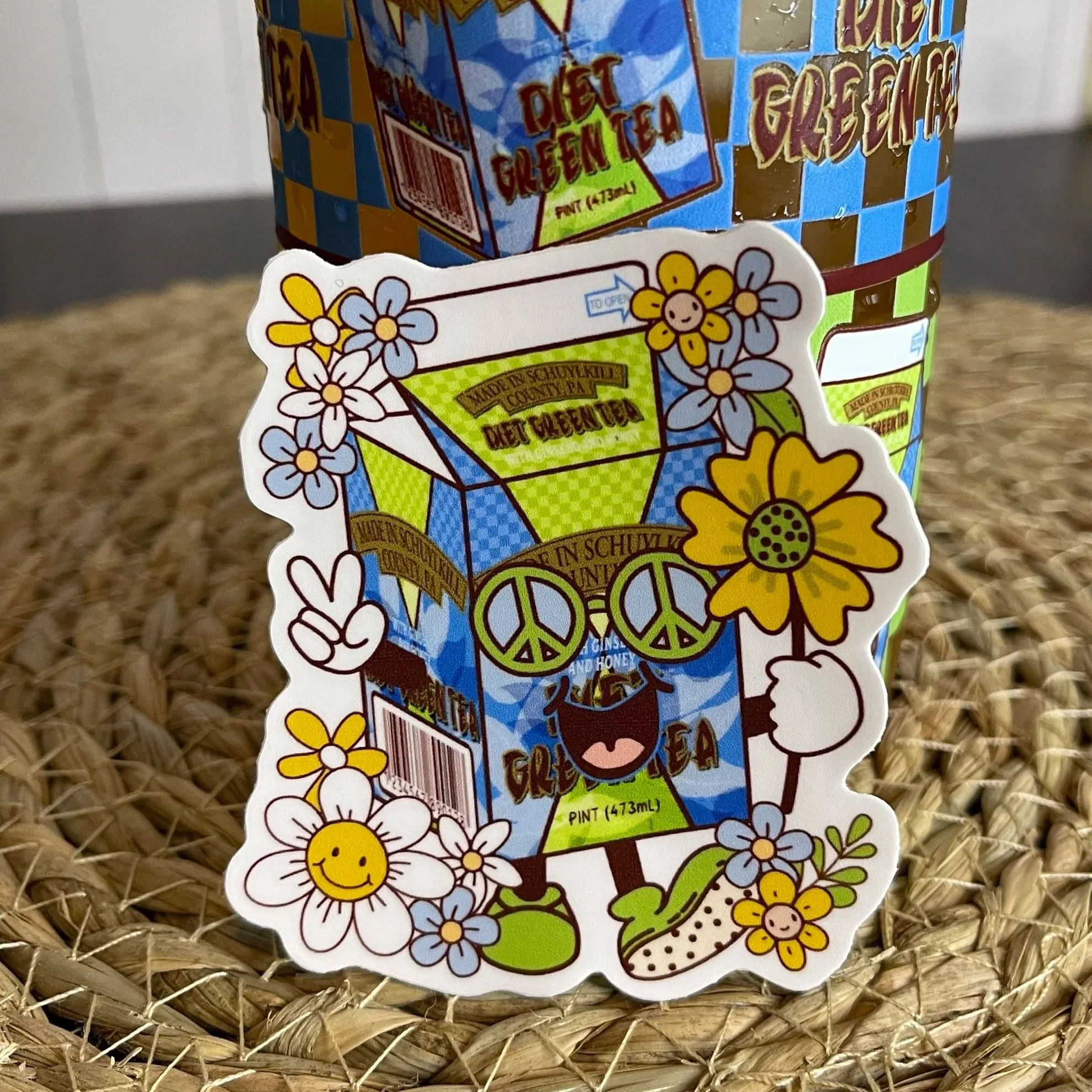 Diet Green Tea Character Sticker