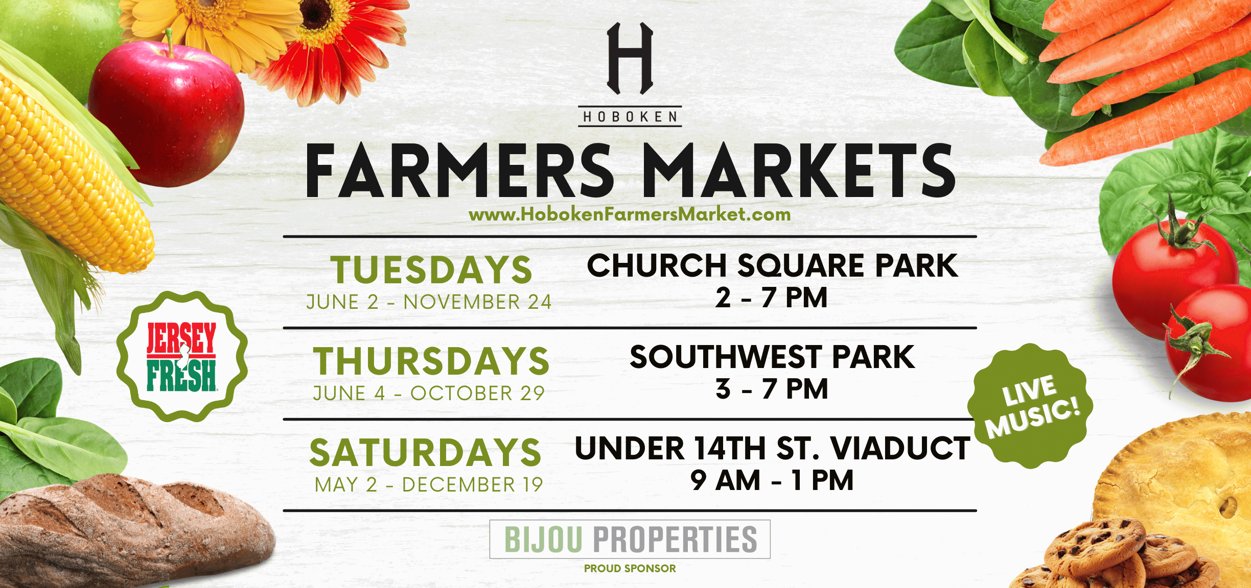 Hoboken Farmers Market Schedule - Tuesdays, Thursdays, & Saturdays