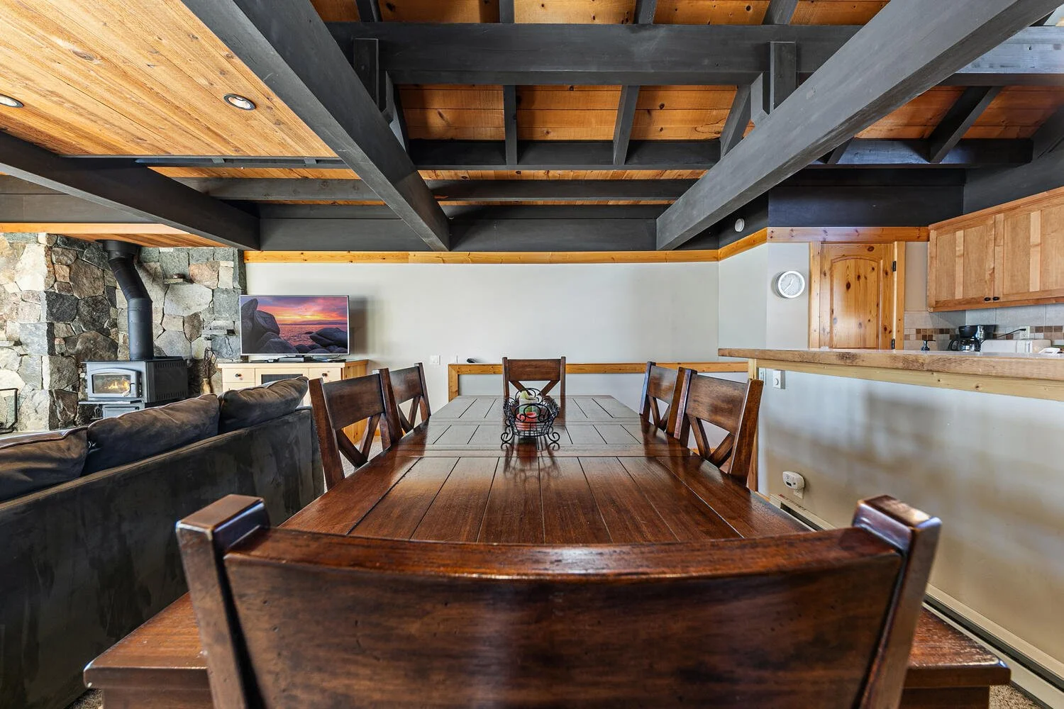 unit 7 dining area dark wood table with 6 chairs