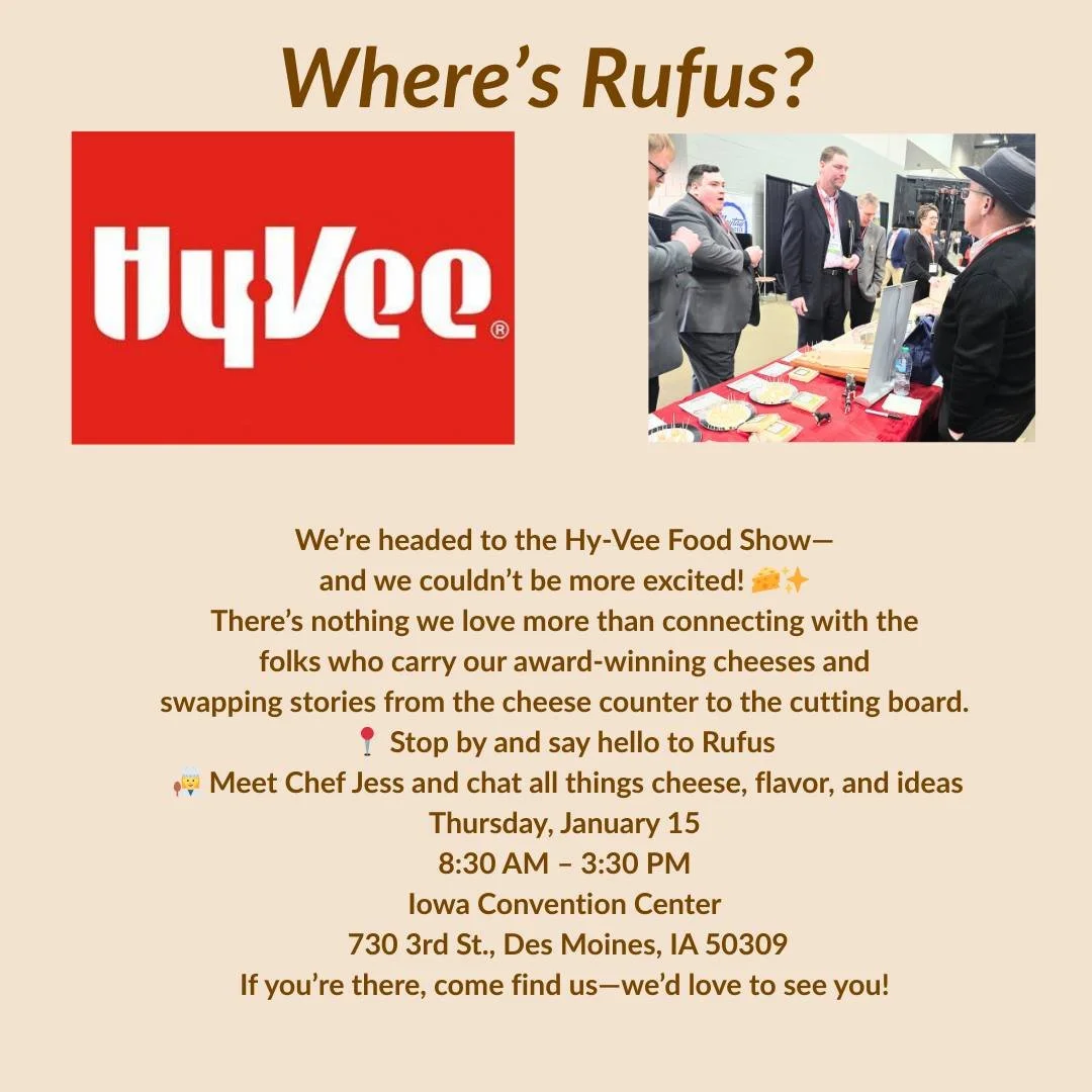 We&rsquo;re honored to be attending the Hy-Vee Food Show and grateful for the partnership we share. Thank you to the Hy-Vee team for carrying our cheeses and supporting small, Midwest makers like us&mdash;we truly appreciate being part of your cheese