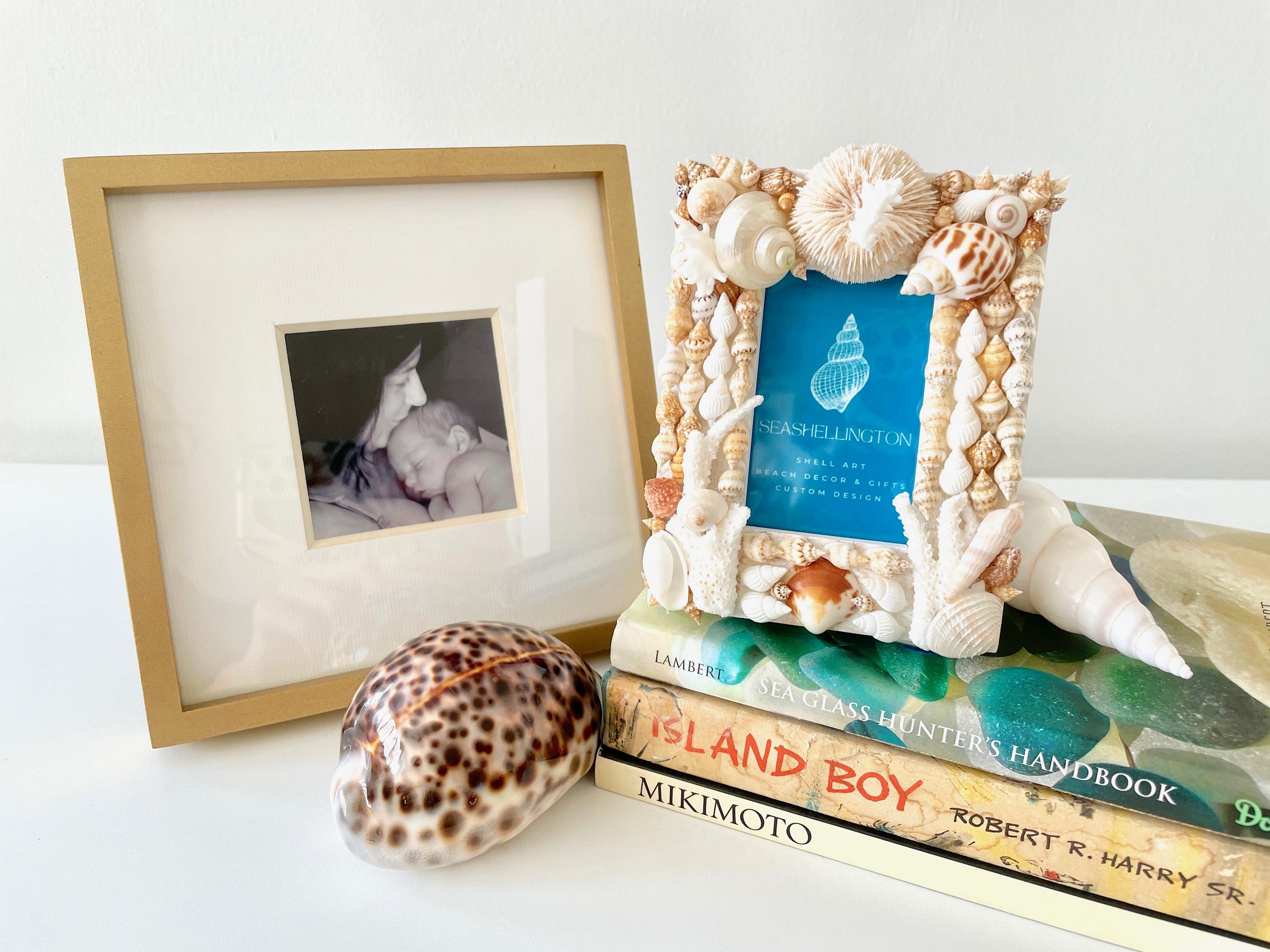 Real Seashell Picture Frame Mini 4x4 In White And Tan Handmade Shell Frame Beach Decor Beach Wedding Gift Anniversary Gift Birthday Gift Mothers Day Gift Christmas Gift Handmade Shell Frame