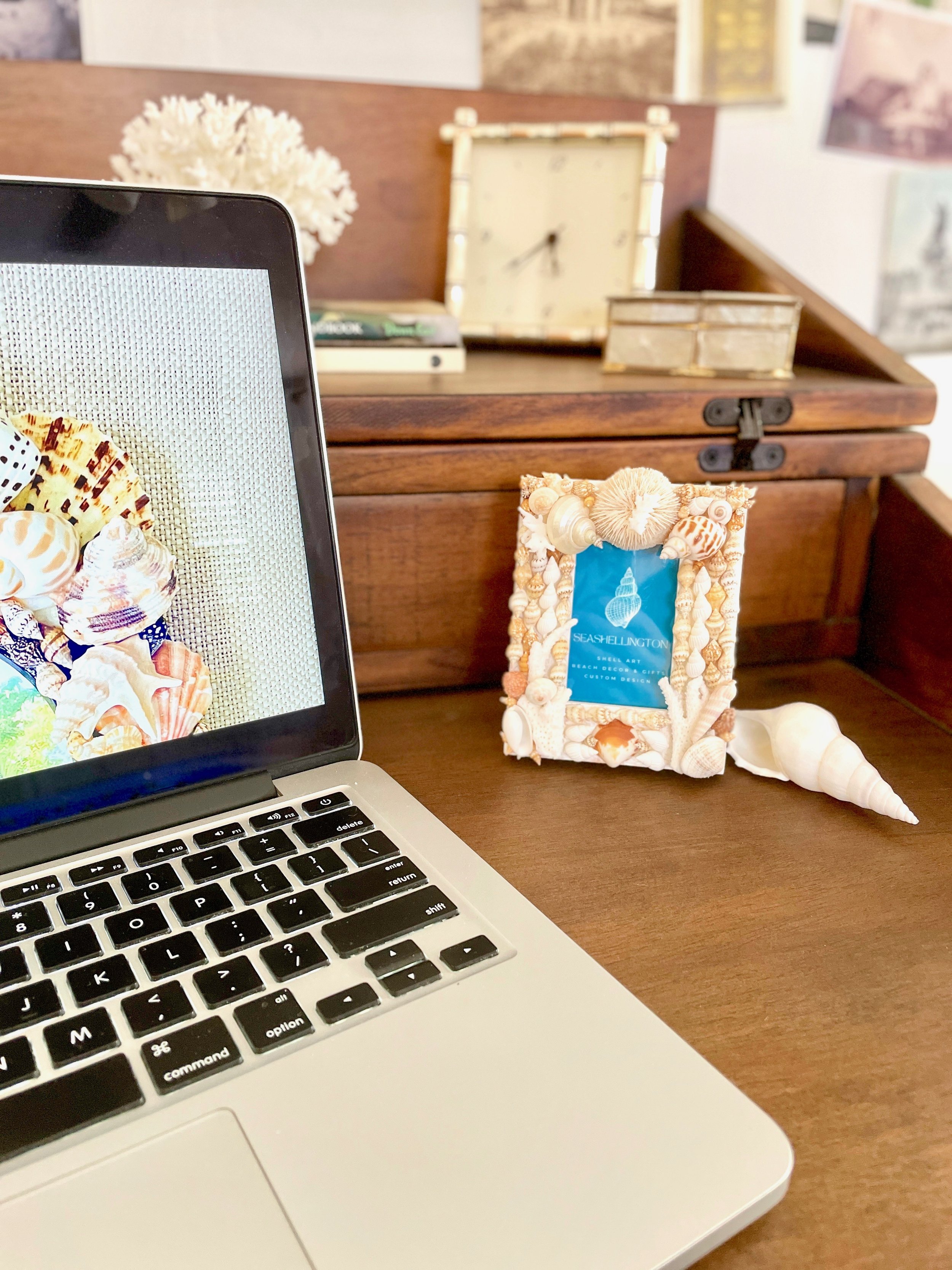 Real Seashell Picture Frame Mini 4x4 In White And Tan Handmade Shell Frame Beach Decor Beach Wedding Gift Anniversary Gift Birthday Gift Mothers Day Gift Christmas Gift Handmade Shell Frame