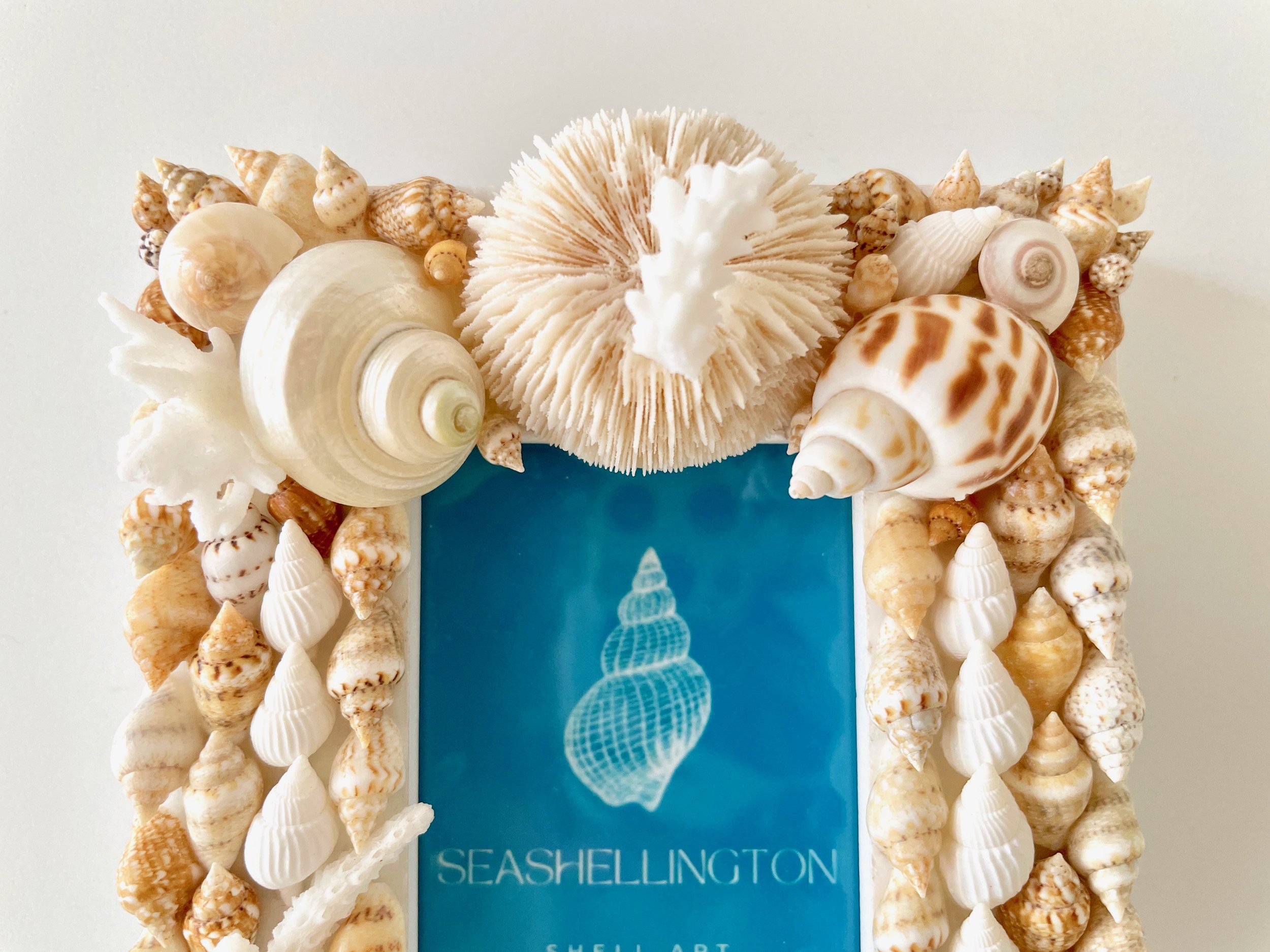 Real Seashell Picture Frame Mini 4x4 In White And Tan Handmade Shell Frame Beach Decor Beach Wedding Gift Anniversary Gift Birthday Gift Mothers Day Gift Christmas Gift Handmade Shell Frame
