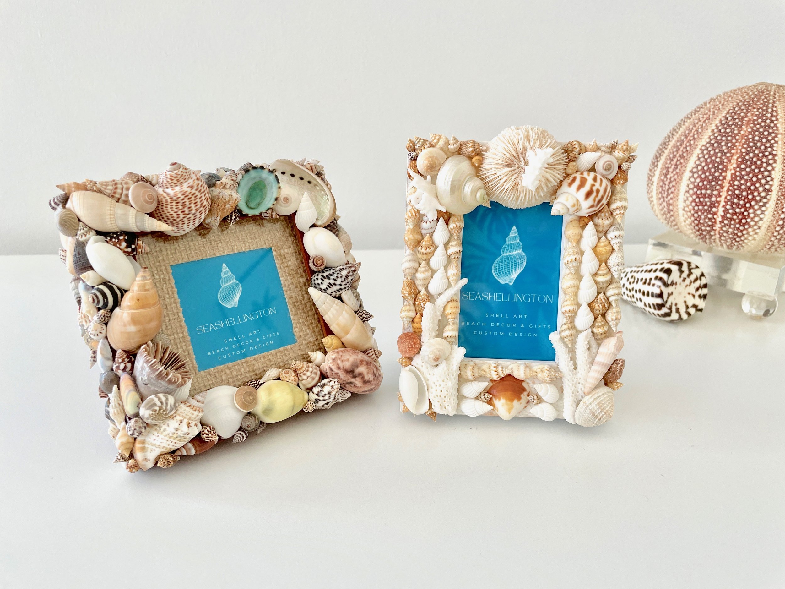 Real Seashell Picture Frame Mini 4x4 In White And Tan Handmade Shell Frame Beach Decor Beach Wedding Gift Anniversary Gift Birthday Gift Mothers Day Gift Christmas Gift Handmade Shell Frame