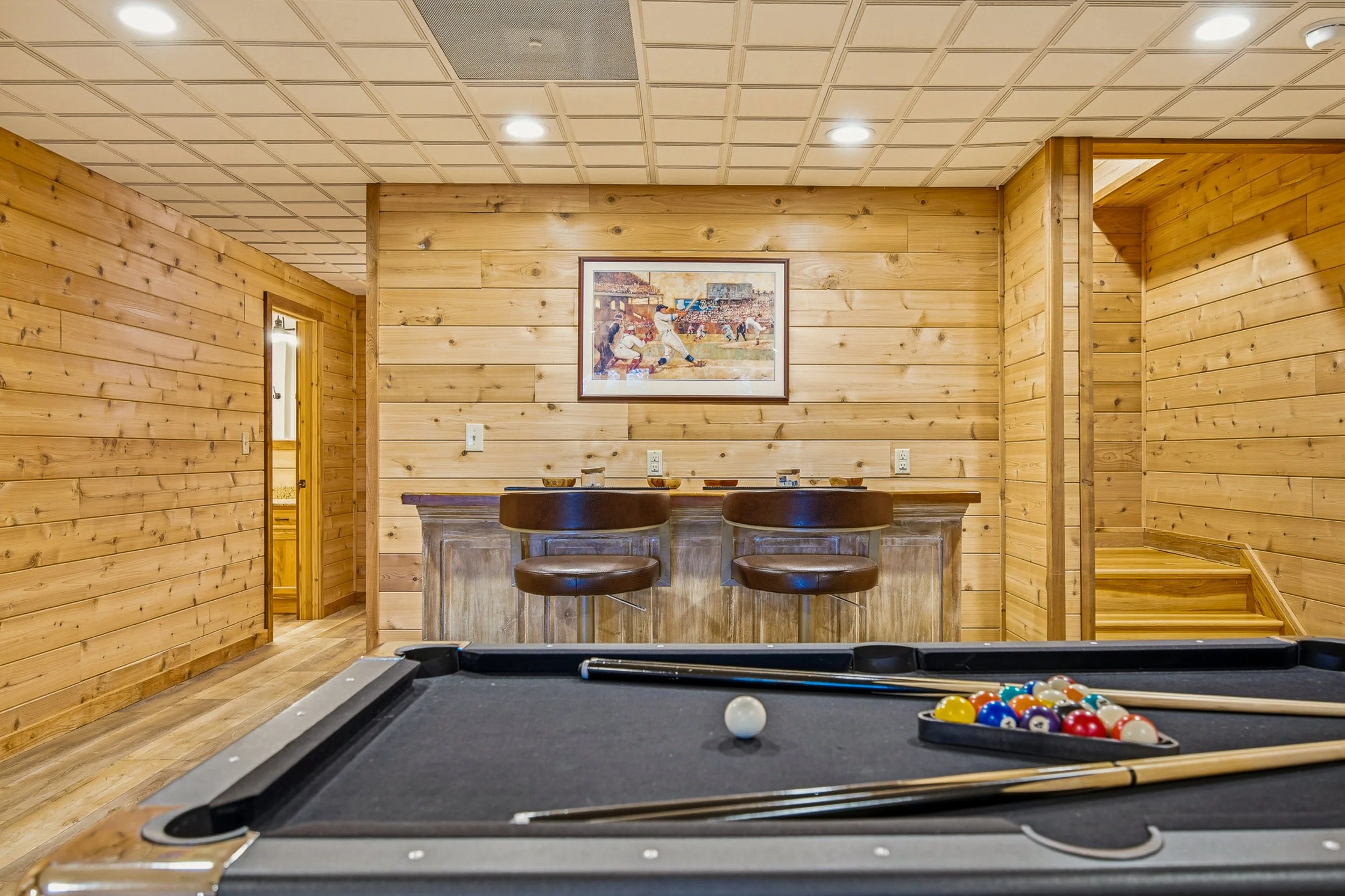 Finished entertainment basement photographed for a real estate listing in Martinsburg West Virginia