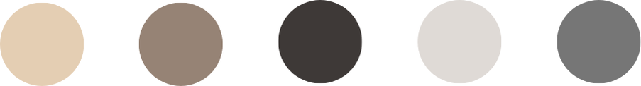 Five circles in a row with different shades of beige, brown, black, light gray, and dark gray.