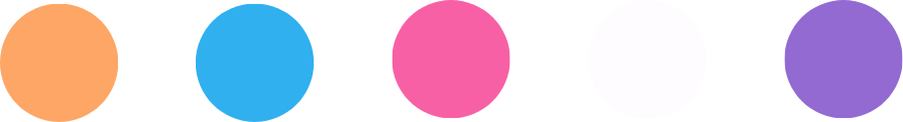 Row of five colored circles: orange, blue, pink, white, and purple.