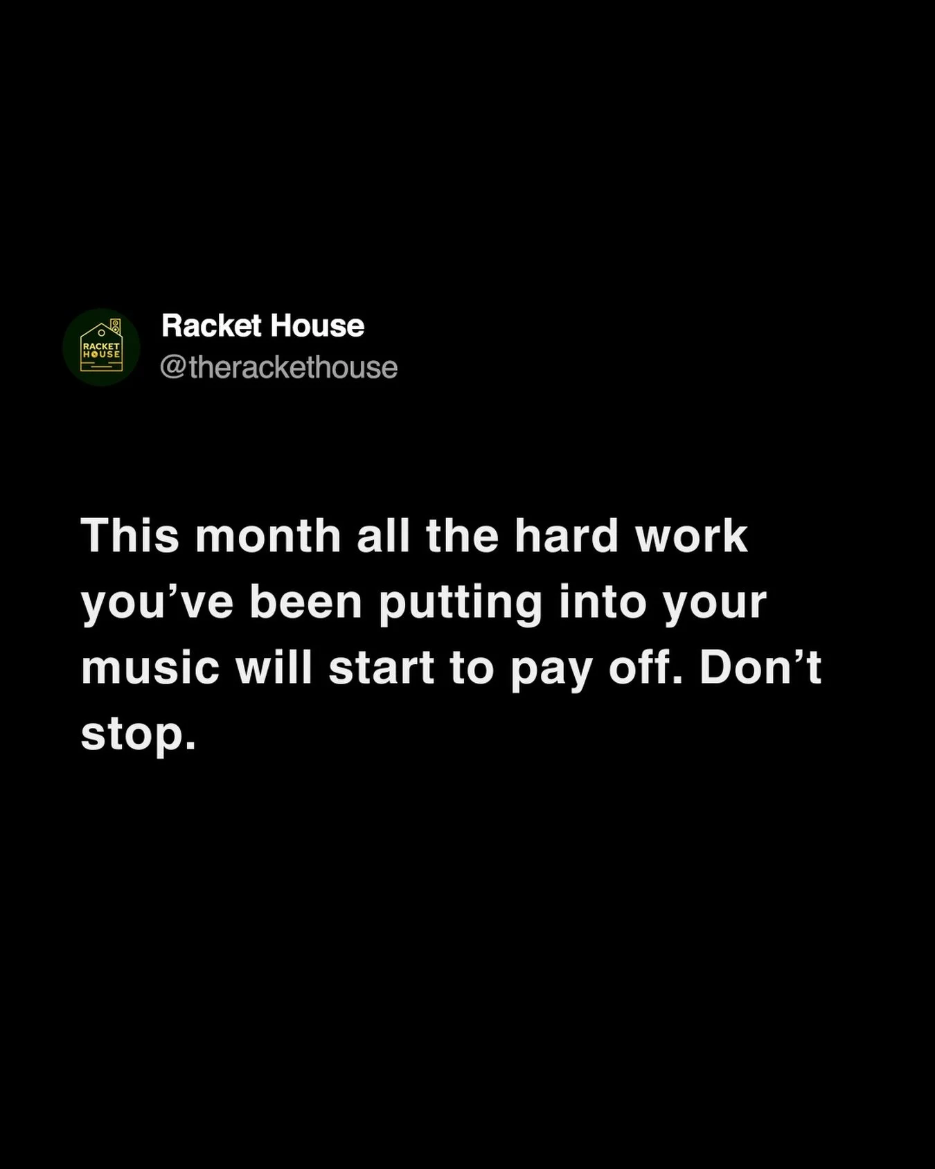 This is it. New month, new results. Keep your foot on the gas and send this to yourself and all your artist friends as a reminder. No looking back now. 

#artist #musician #independentartist #indie #musicmarketing