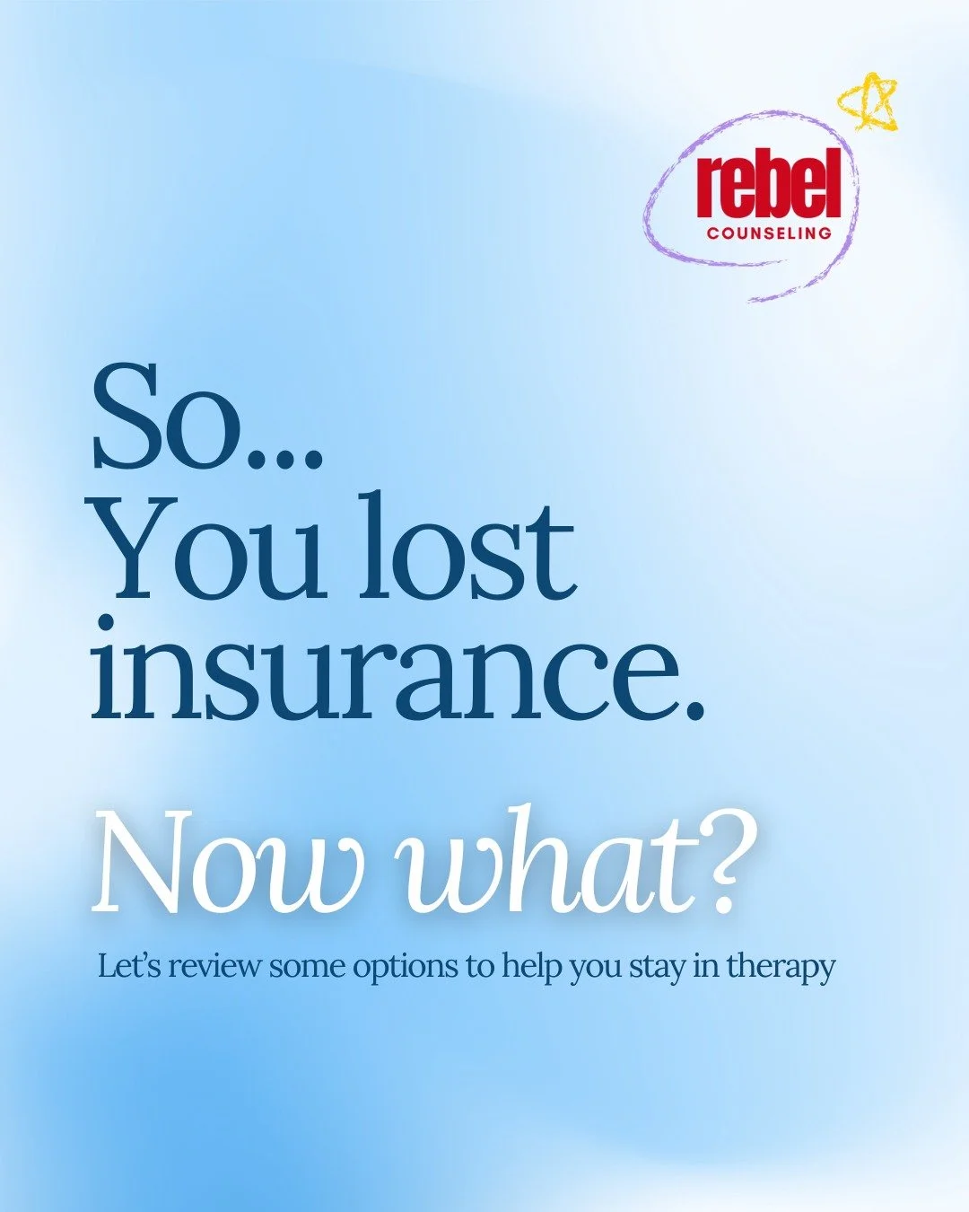 Losing insurance or facing coverage gaps is stressful. Therapy can feel out of reach right when you need it most. 

Even when the system makes it hard, there are ways to continue care, find support, and keep your mental health a priority. Swipe throu