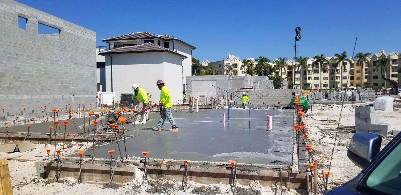 Concrete form and pour at Valencia Bay in Boynton Beach, FL, by GL Homes. A large scale active adult community.