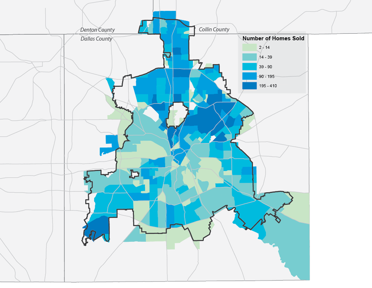 Home Sales by Census Tract, Dallas, 2015 (NTREIS)