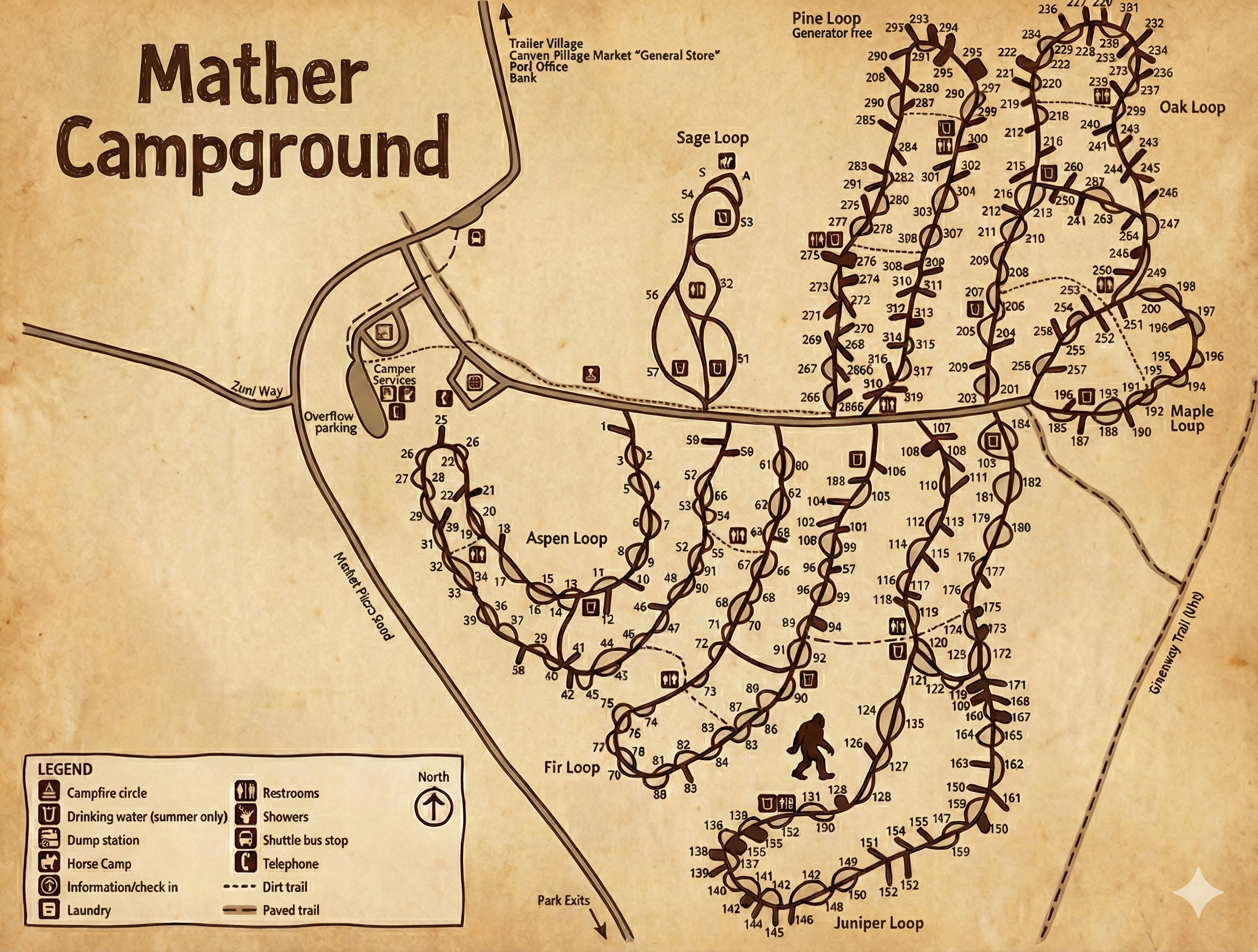 Mather Campground Map at Grand Canyon National Park, Arizona