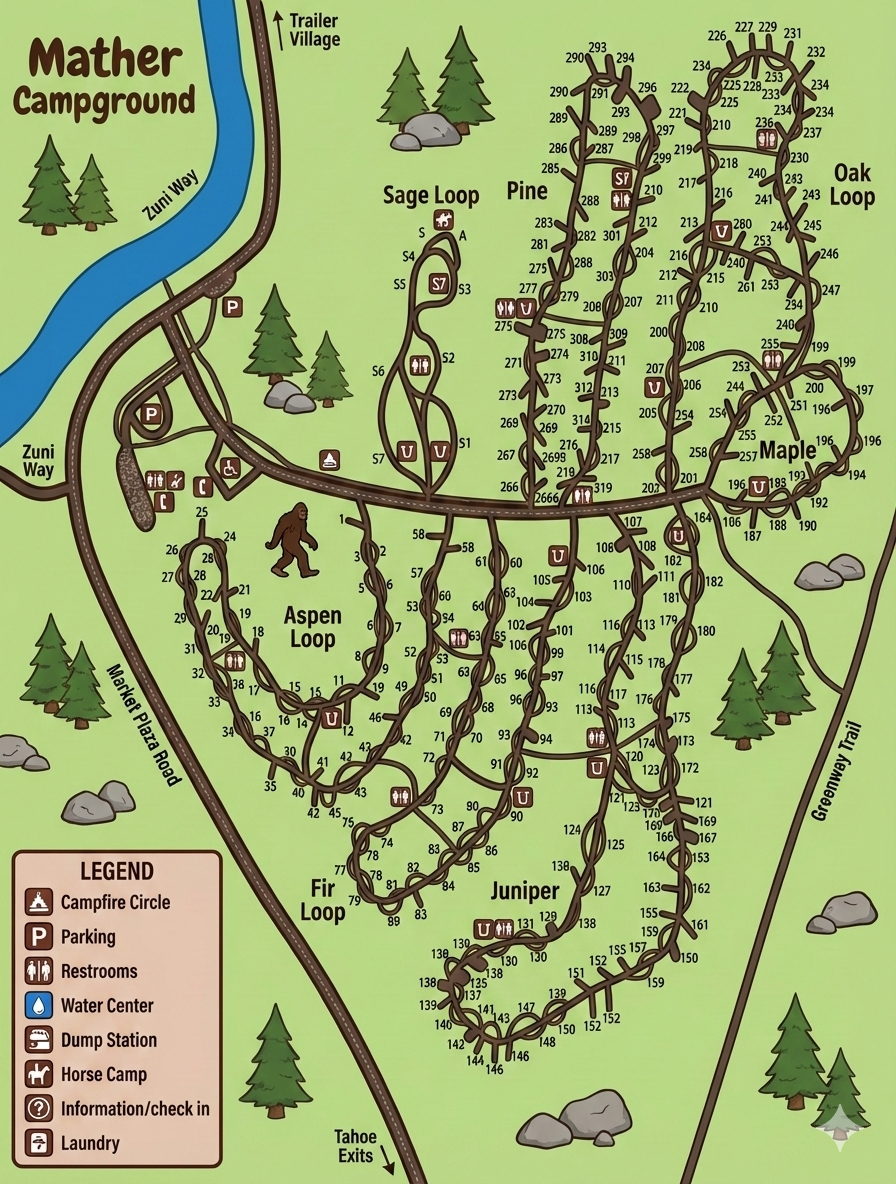 Grant Village Campground Map at Yellowstone National Park, Wyoming
