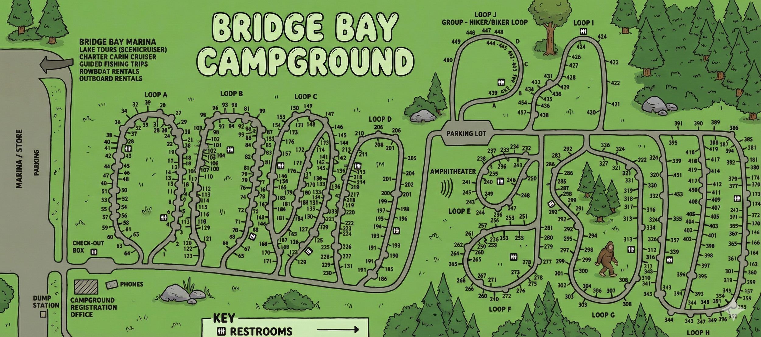Bridge Bay Campground Map at Yellowstone National Park, Wyoming