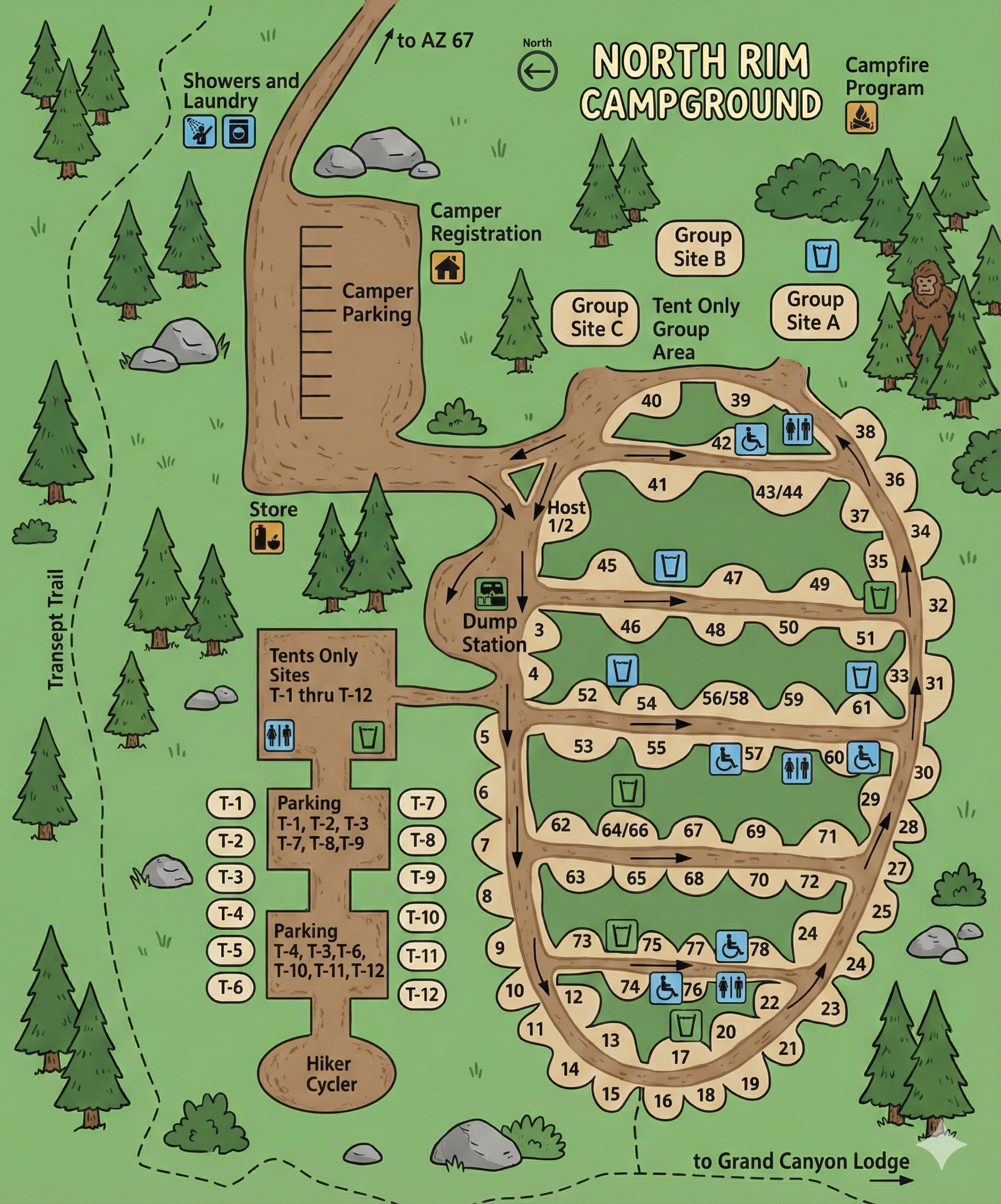 North Rim Campground Map at Grand Canyon, Arizona