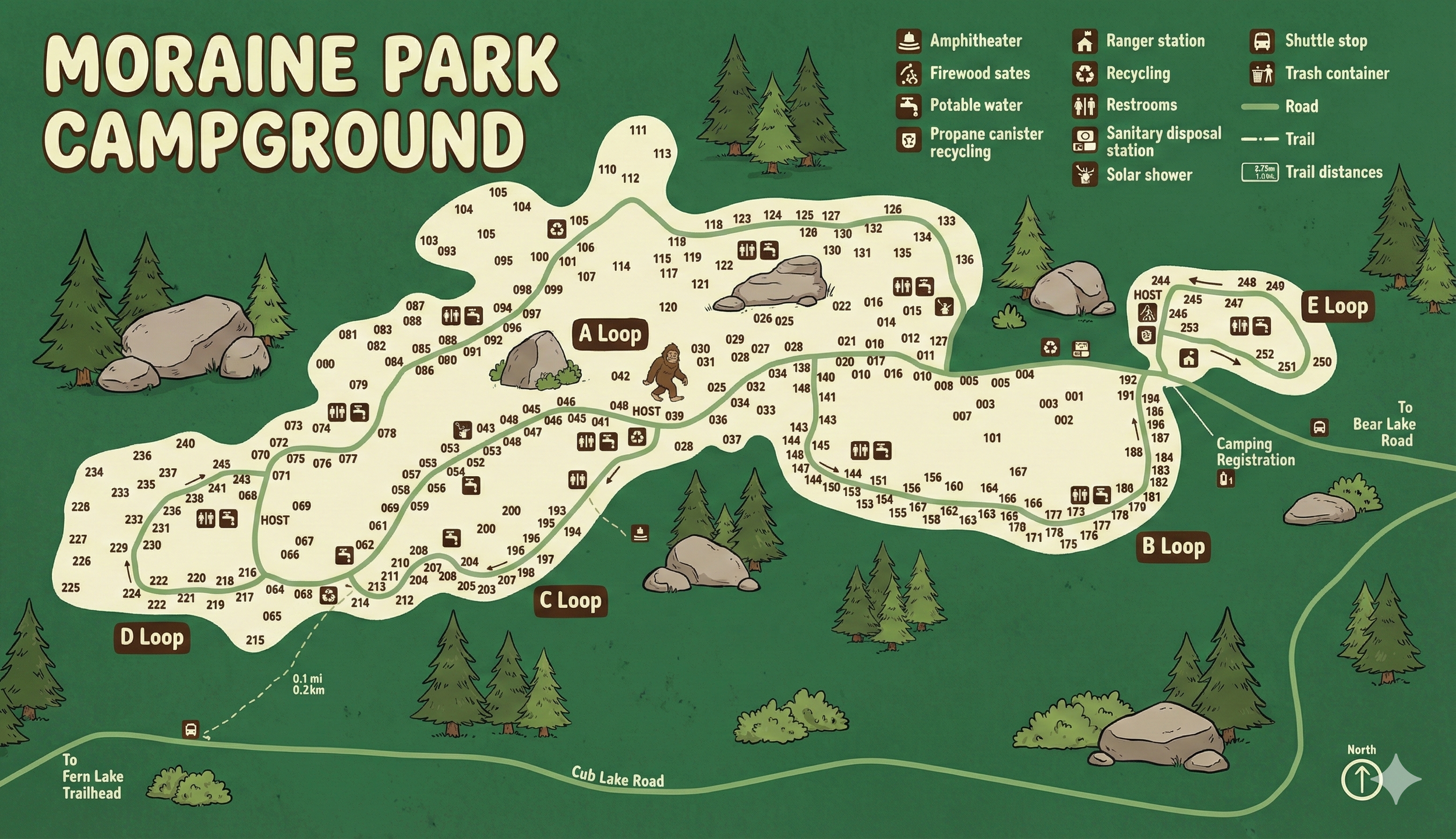 Moraine Park Campground Map at Rocky Mountain, Colorado