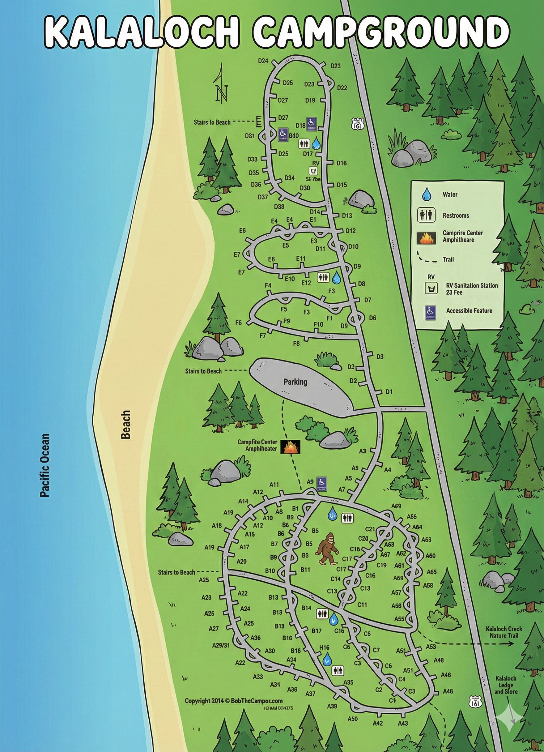 Kalaloch Campground Map at Olympic National park, Washington