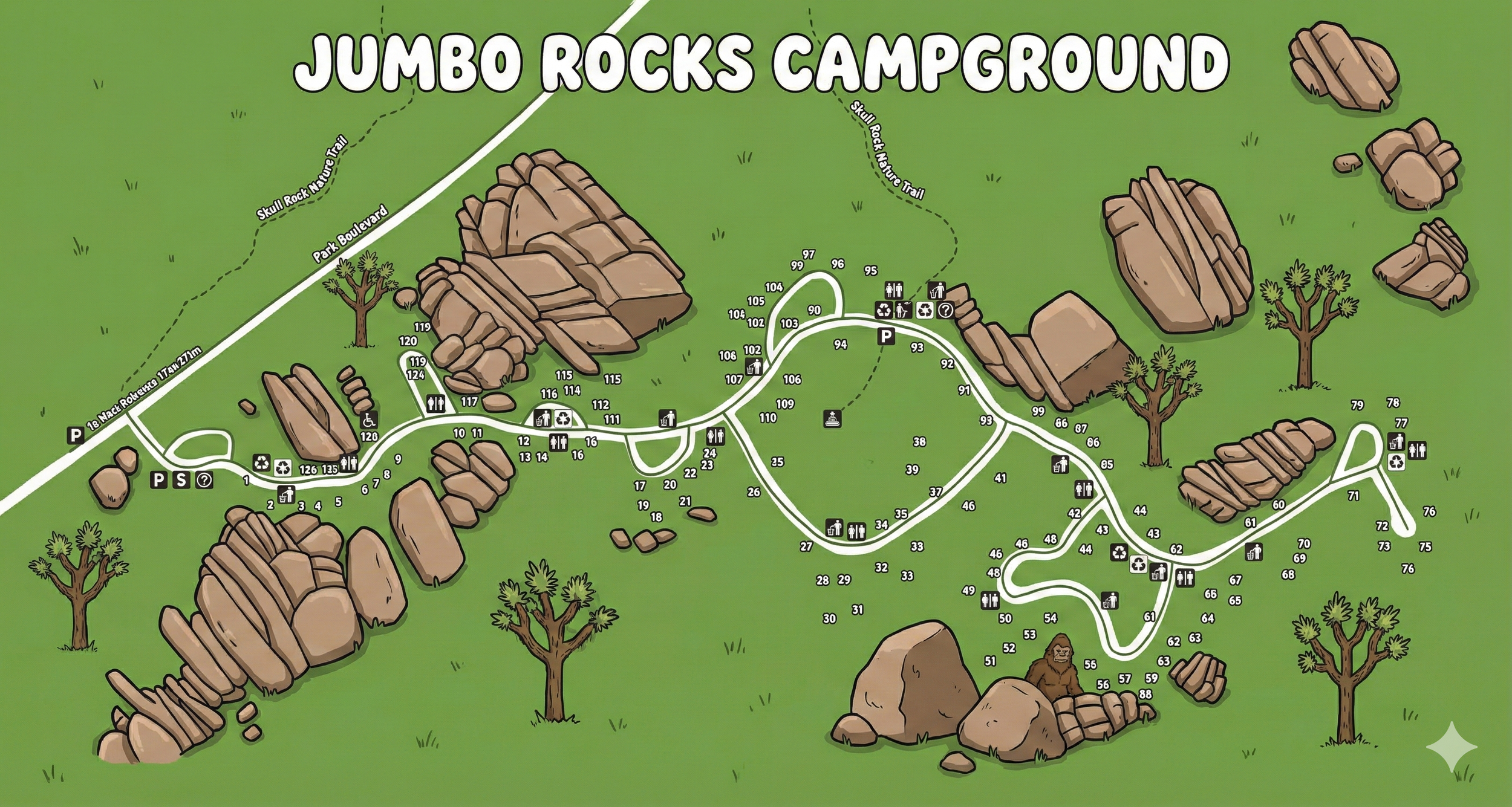 Jumbo Rocks Campground Map at Joshua Tree National park, california