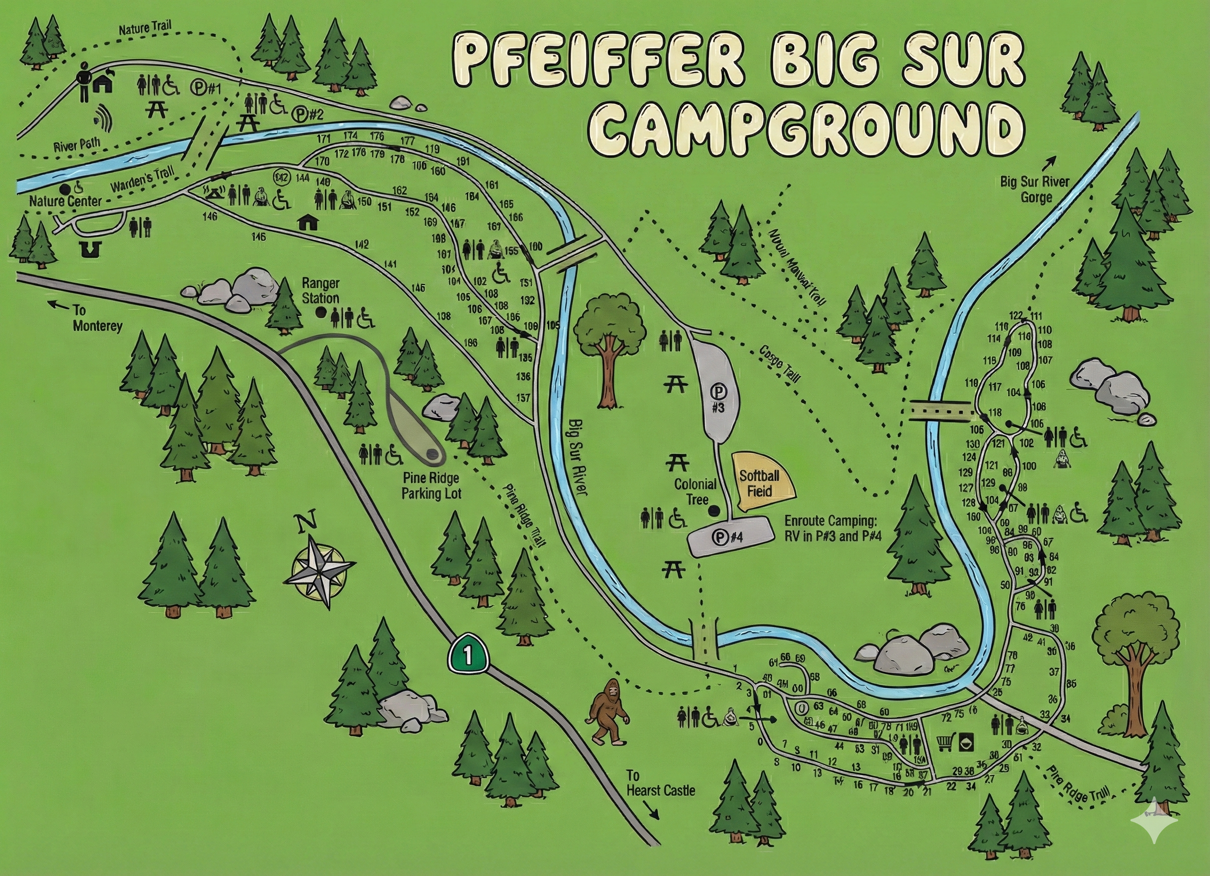 Map of Pfeiffer Big Sur Campground, california