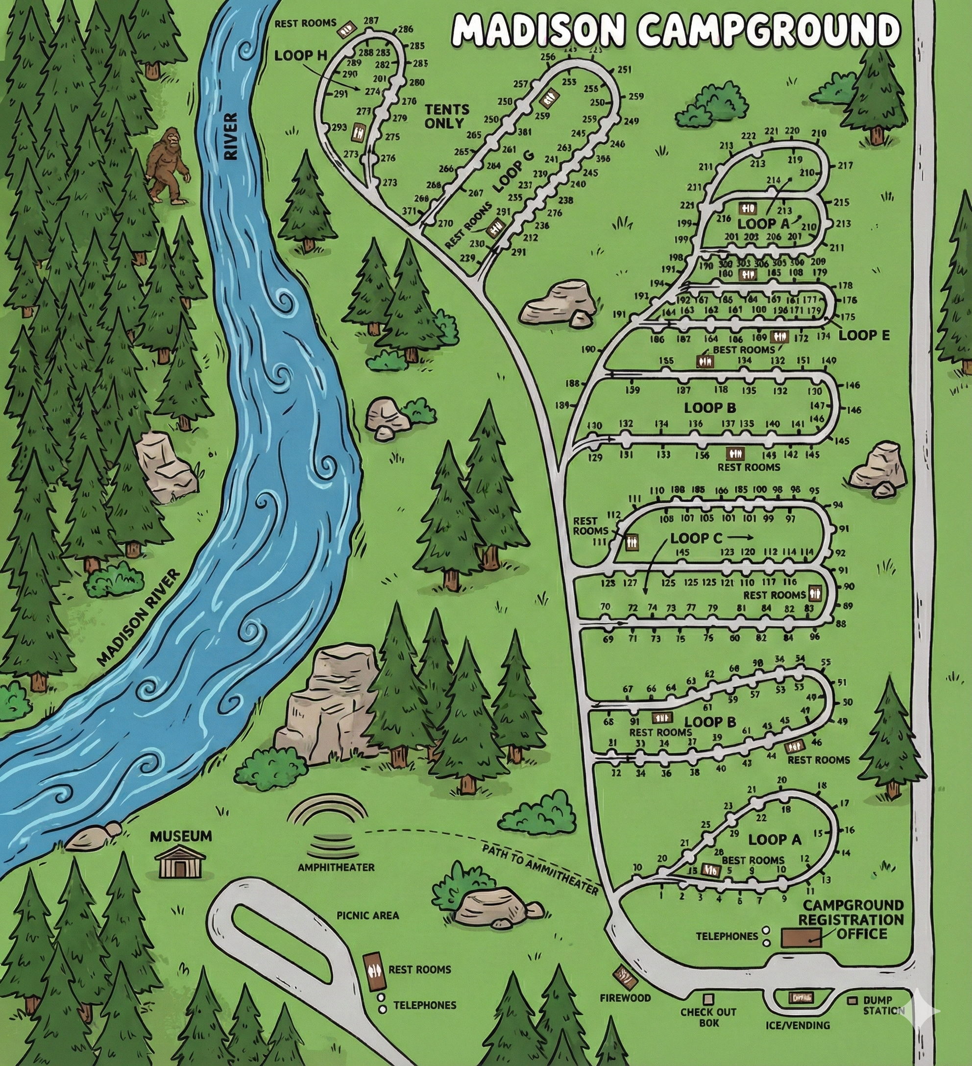 Madison Campground Map, Yellowstone, Wyoming