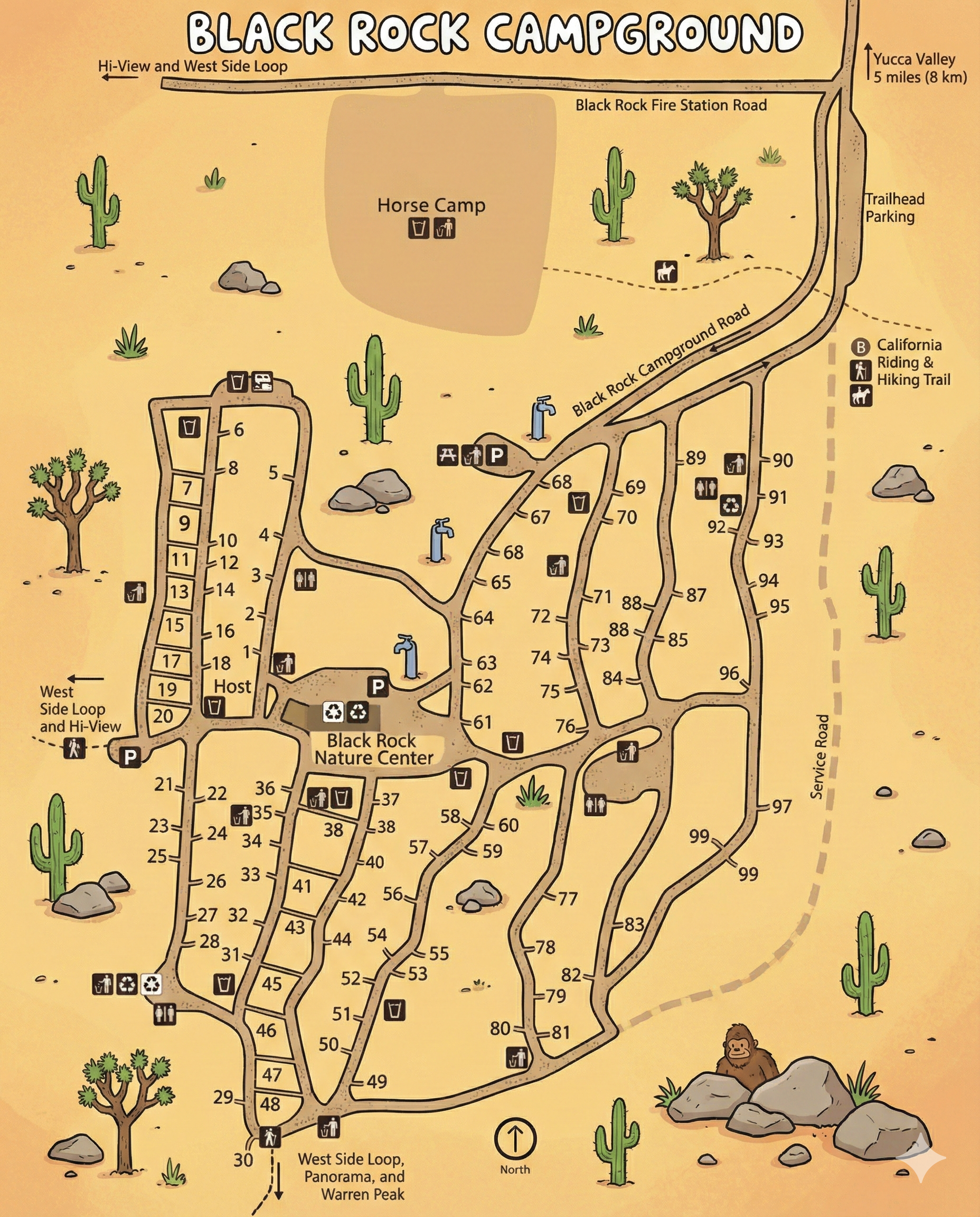 Black Rock Campground Map, Joshua Tree, California