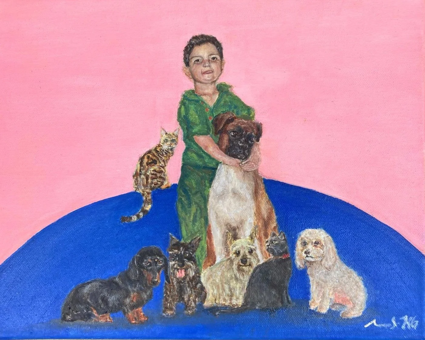 Ernesto y su manada 
Óleo sobre tela 
20X25 cm 