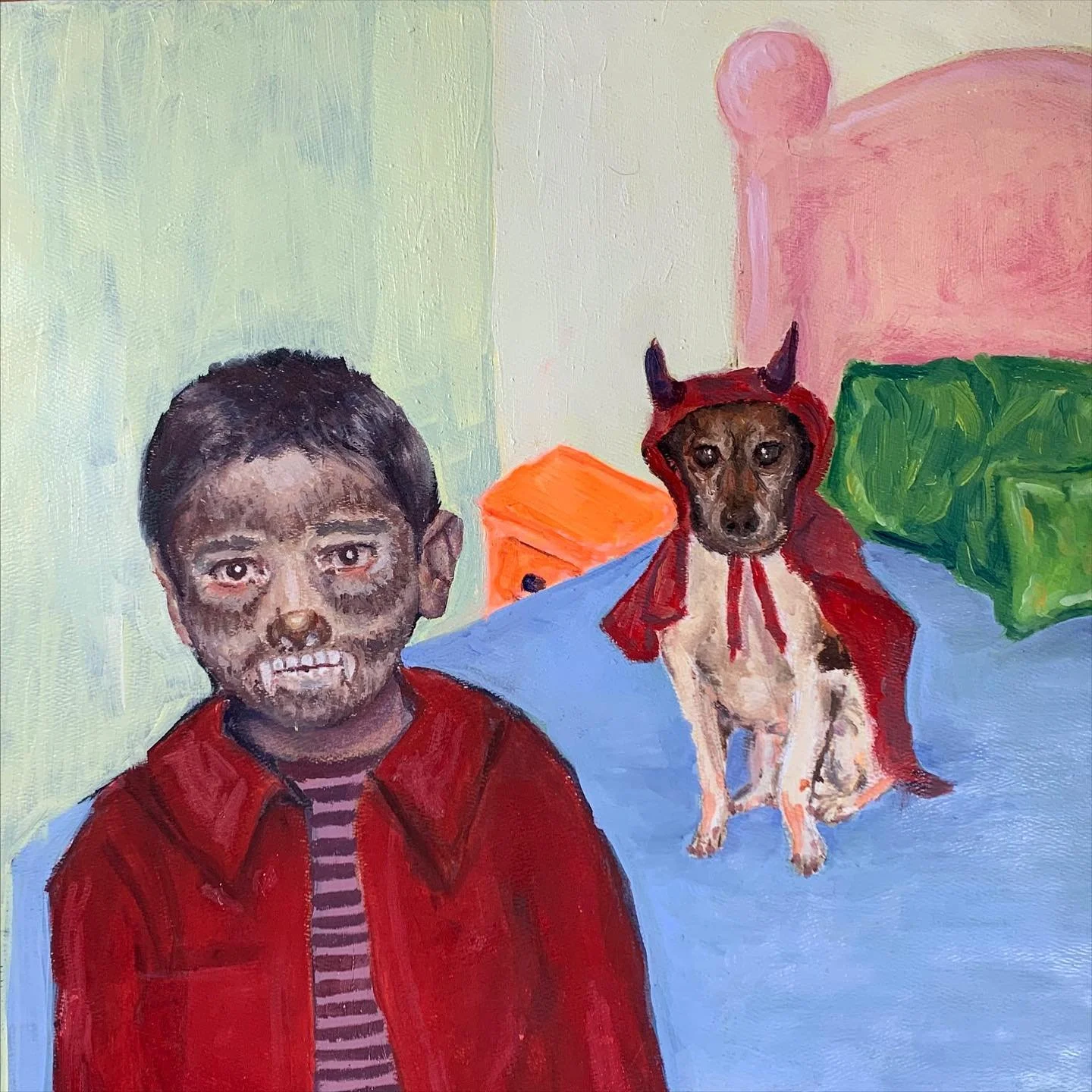 Andrés y Yogui. 
Óleo sobre papel
50X50 cm 