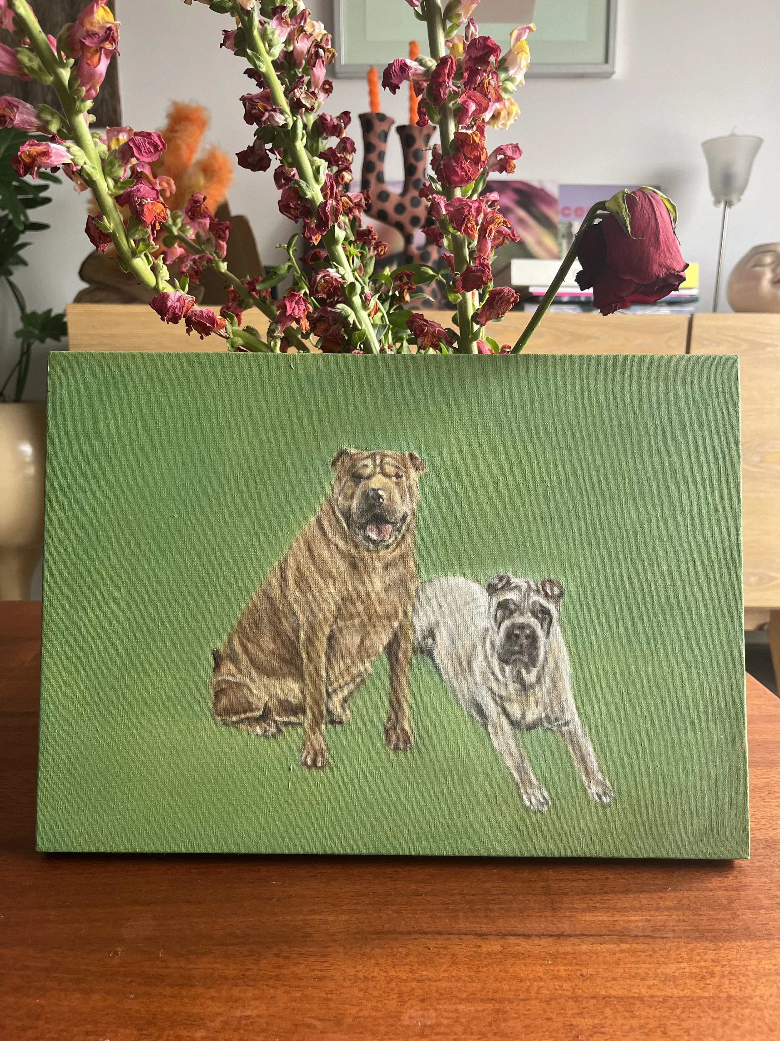 Dean y Gouda
25X35 cm 
Óleo sobre tela