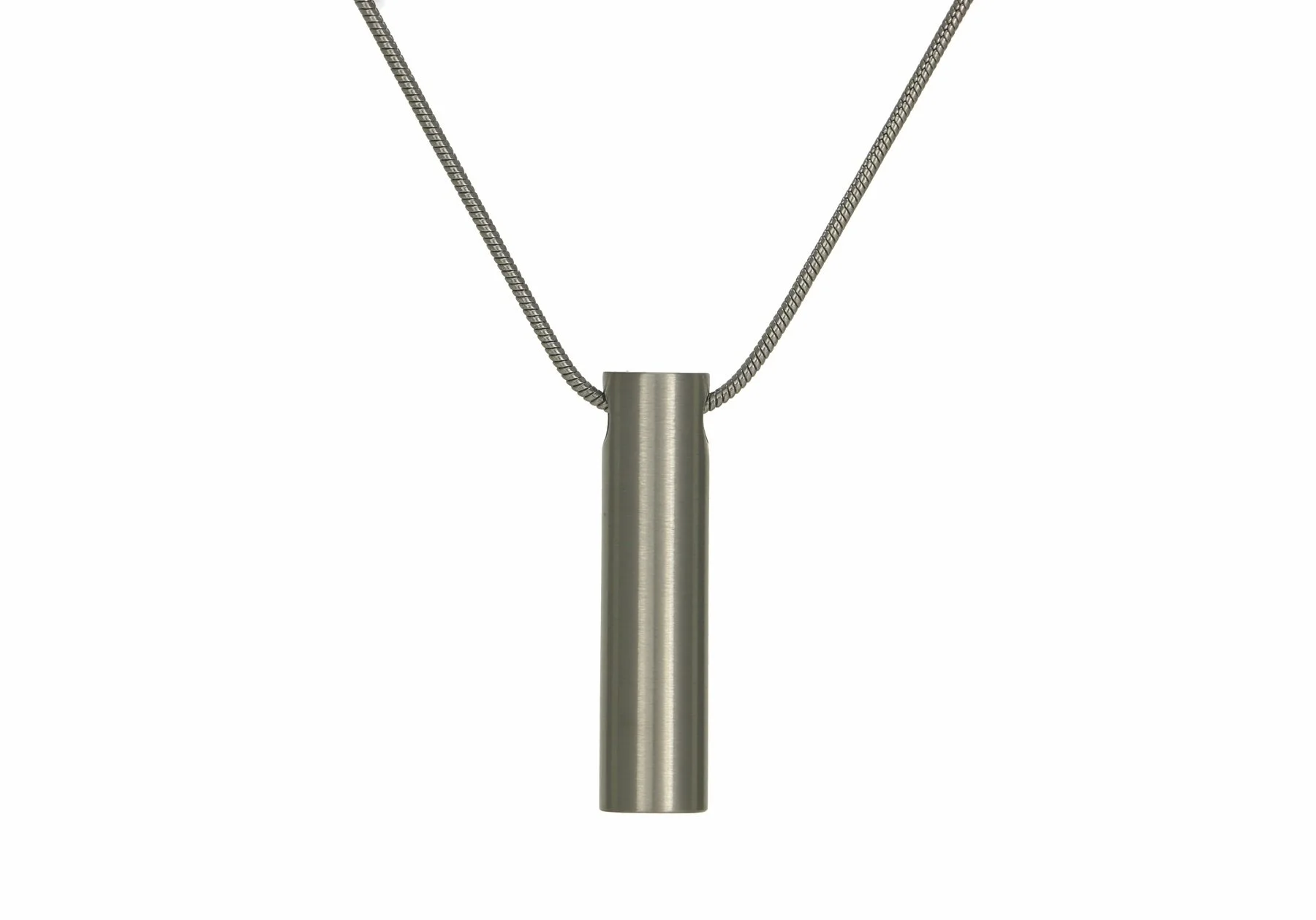 Pewter Cylinder Necklace (Stainless Steel) 19in Chain