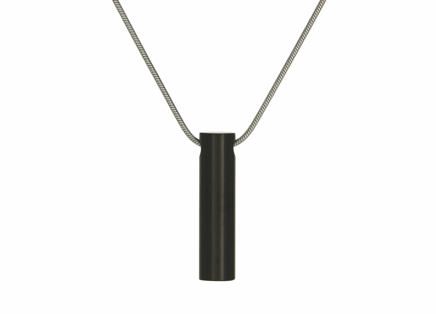 Onyx Cylinder Necklace (Stainless Steel) 19in Chain