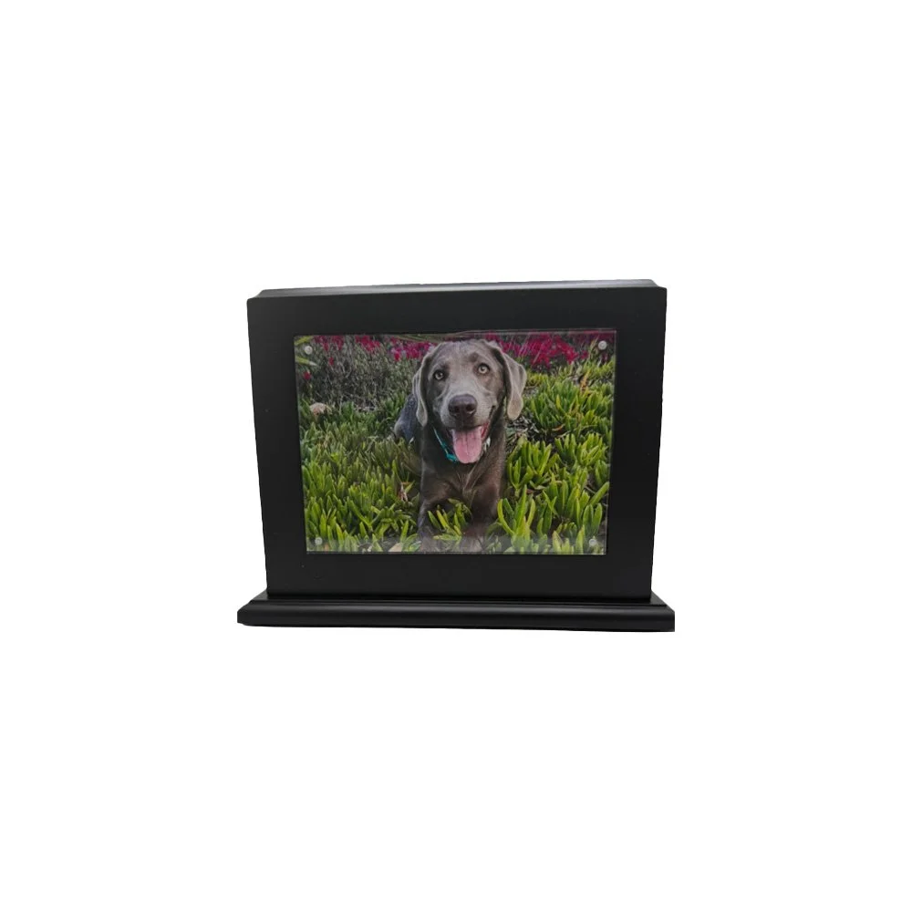 Black Pedestal Photo Urn Wooden Upgrade
