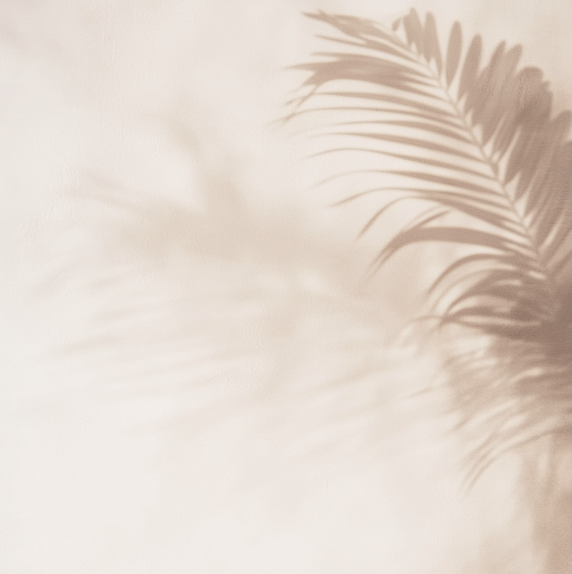 Shadow of palm leaves on a beige wall