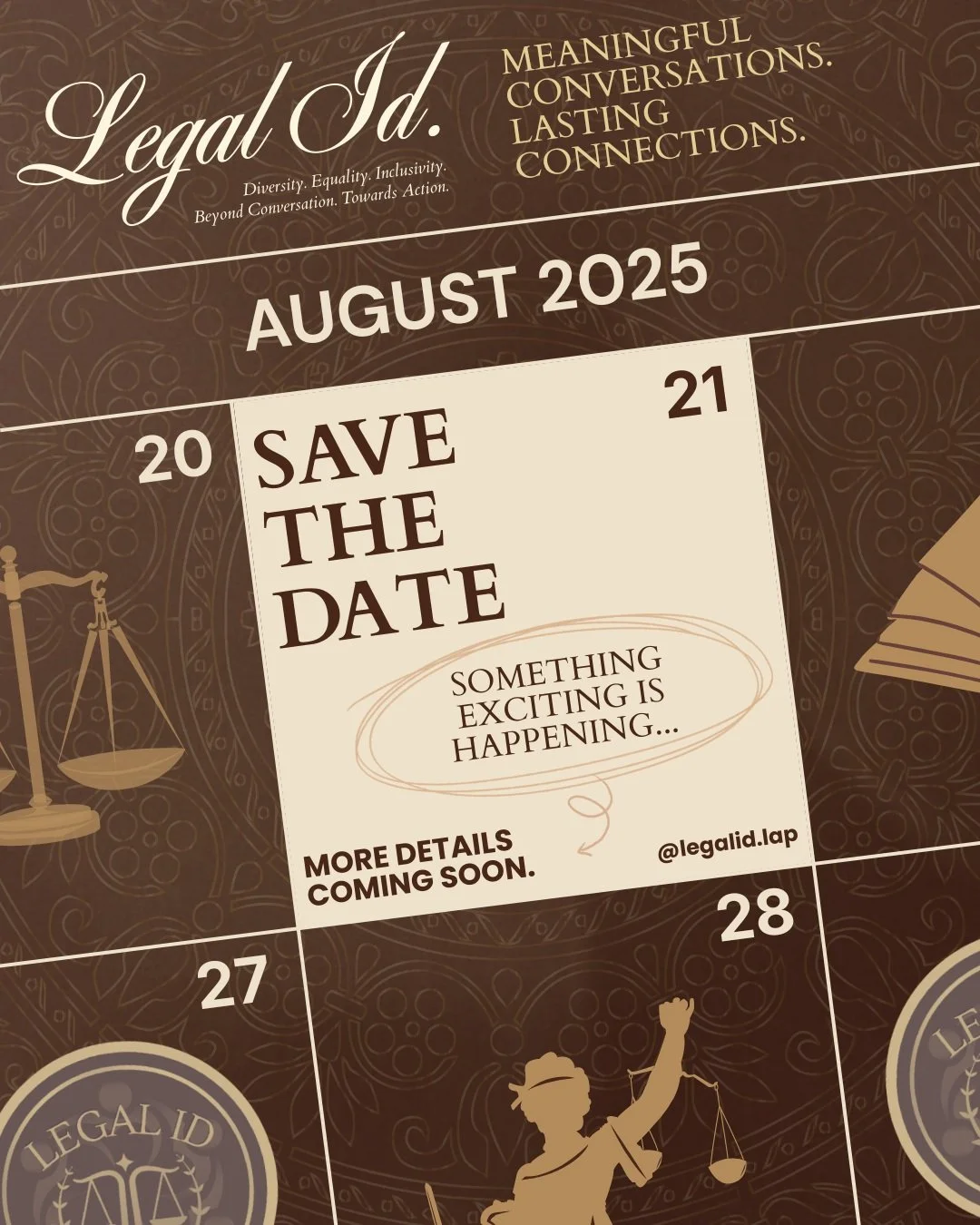 **🚨 SAVE THE DATE 🚨**

Something exciting is coming to Monash Law...

One evening. 
Meaningful conversations. 
Authentic connections. 
A celebration of belonging. 
An event you won't want to miss.

📅 Friday, 21 August 2026

More information coming