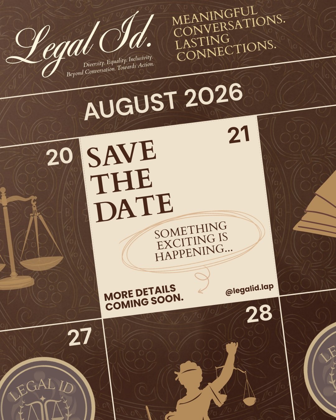 **🚨 SAVE THE DATE 🚨**

Something exciting is coming to Monash Law...

One evening. 
Meaningful conversations. 
Authentic connections. 
A celebration of belonging. 
An event you won't want to miss.

📅 Friday, 21 August 2026

More information coming