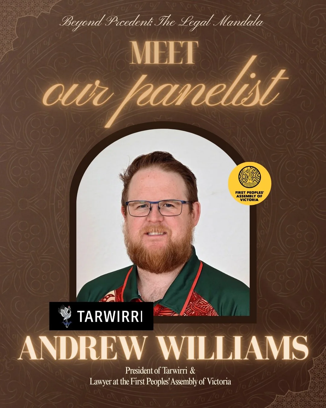 Meet Our Panellist: Andrew Williams

Andrew Williams is a proud Palawa (Poredareme) man, who grew up predominantly on Wurundjeri Country and now lives on Bunurong Country.

Andrew is a lawyer at the First Peoples&rsquo; Assembly of Victoria and has e