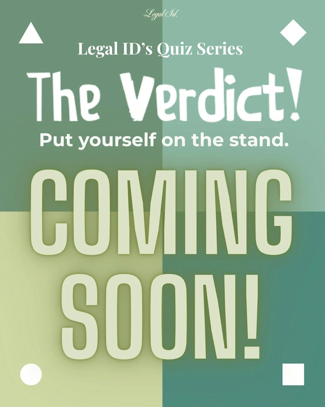 ⚖️ Introducing The Verdict ⚖️

We're excited to introduce The Verdict, Legal ID's upcoming quiz series designed to encourage self reflection, challenge biases and explore the assumptions that shape how we understand ourselves and others.

We all have
