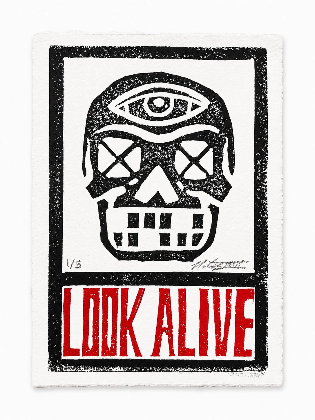 LOOK ALIVE Linocut Print 1