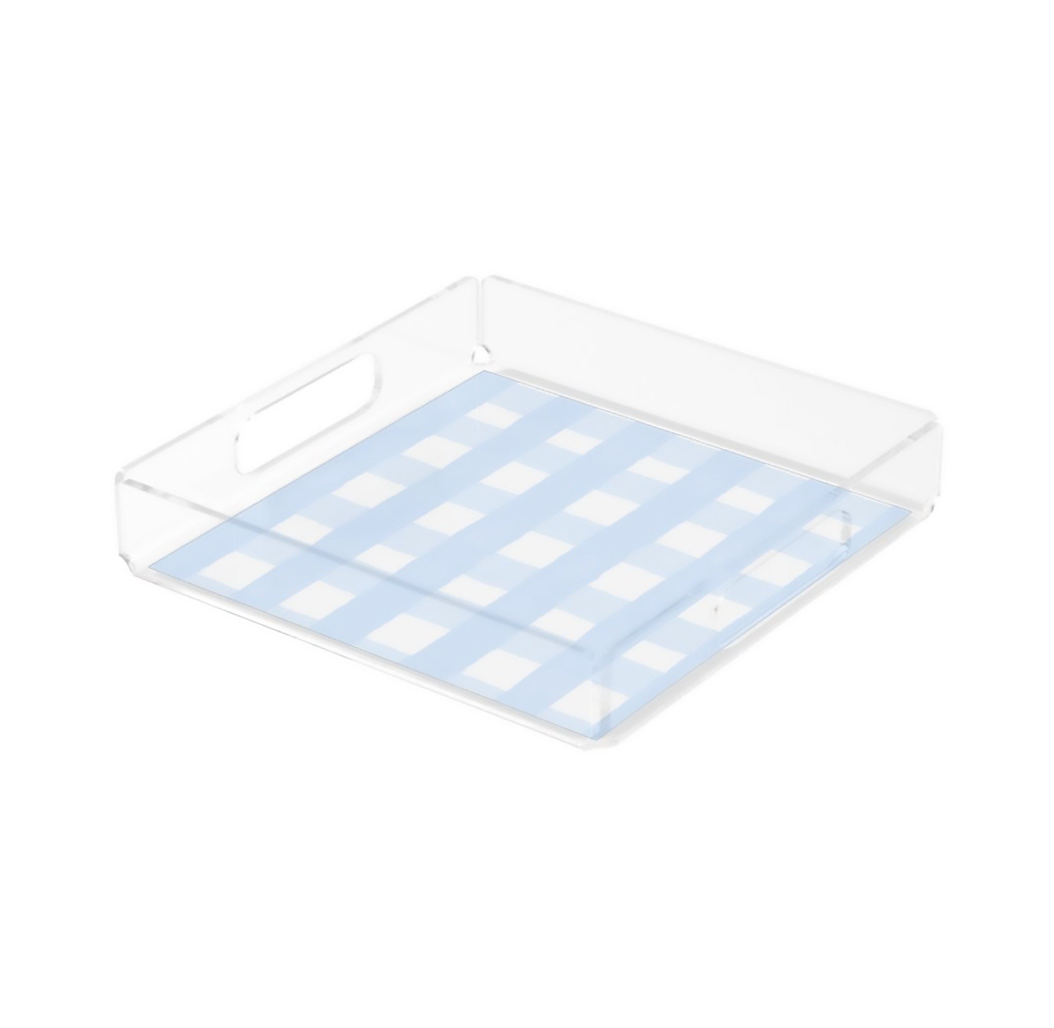 Blue and White Gingham Lucite Tray