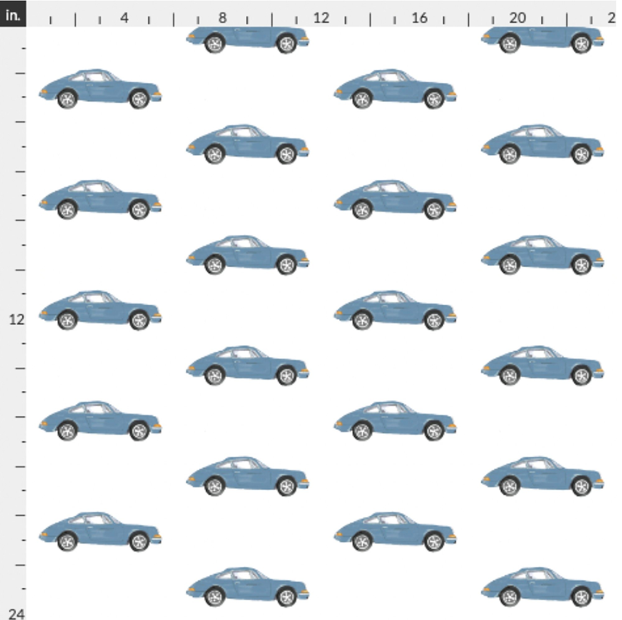 Scale of vintage car pre-pasted wallpaper. The car is a 1973 Porsche 911.