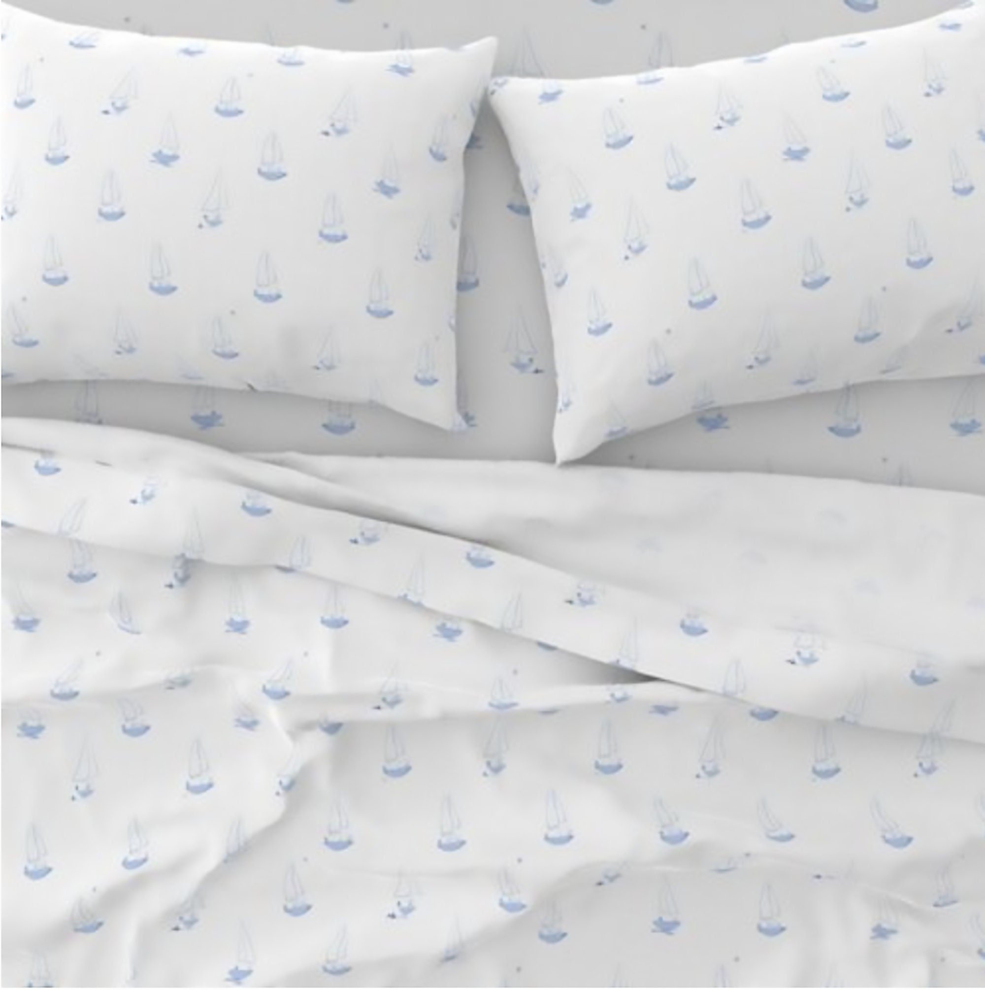 Blue and White Sailor Puppy Twin Sized Sheets