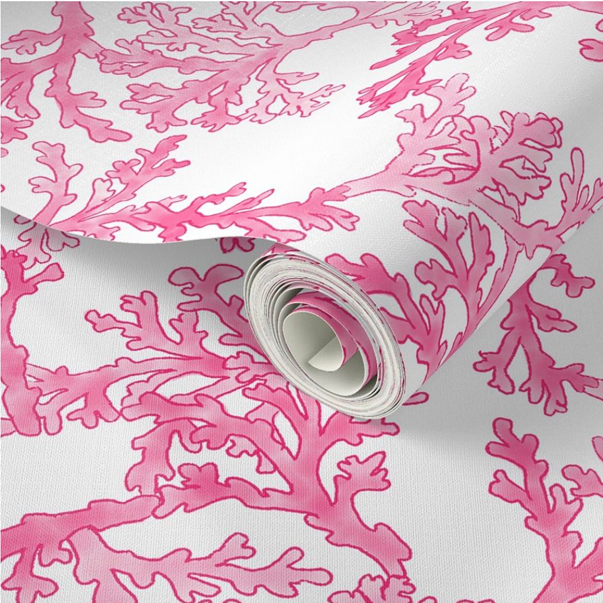 Preppy pink tropical pre-pasted removable wallpaper