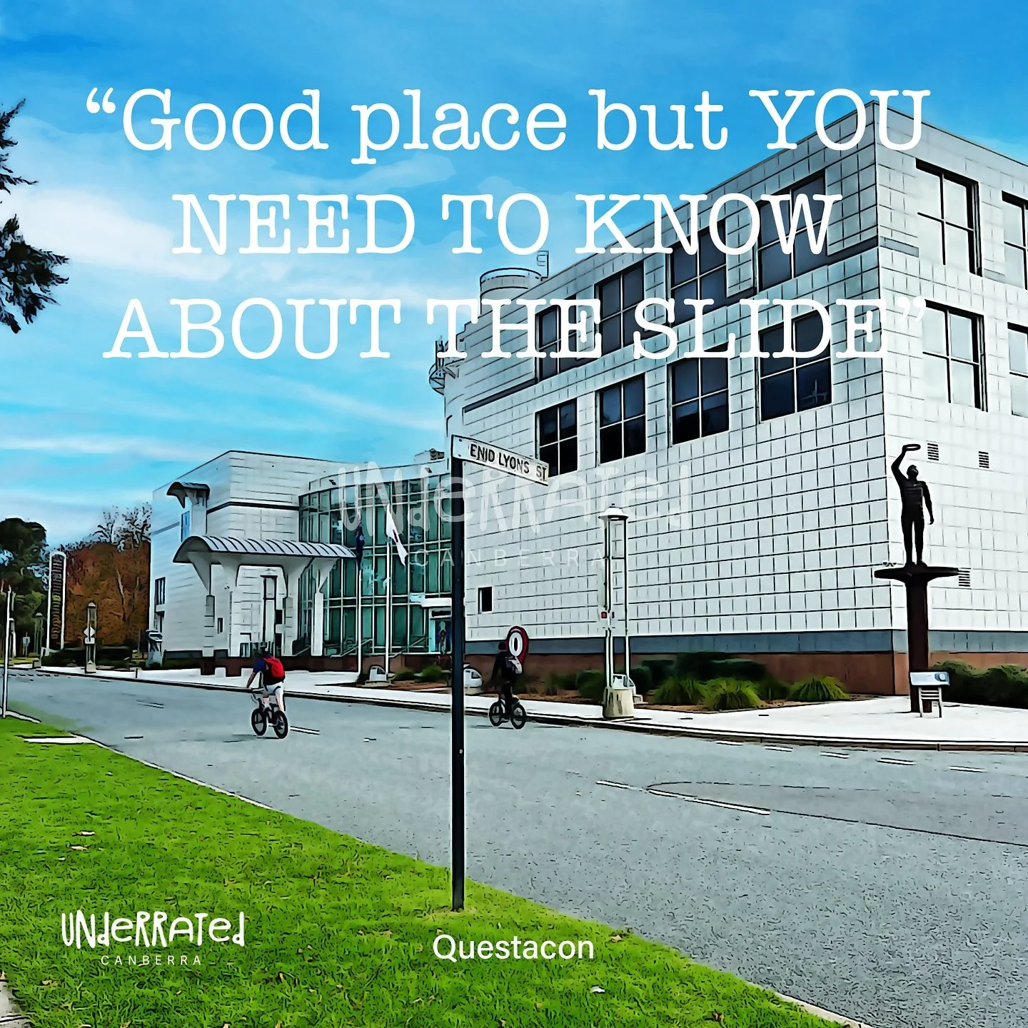 Questacon: &ldquo;Good place but YOU NEED TO KNOW ABOUT THE SLIDE.&rdquo;

#underratedcanberra #visitcanberra #outincanberra #hercanberra #thiscanberralife #canberra #HiddenGemsCBR #ExploreCBR #CanberraUncovered #DiscoverCBR #quotes #quoteoftheday #o
